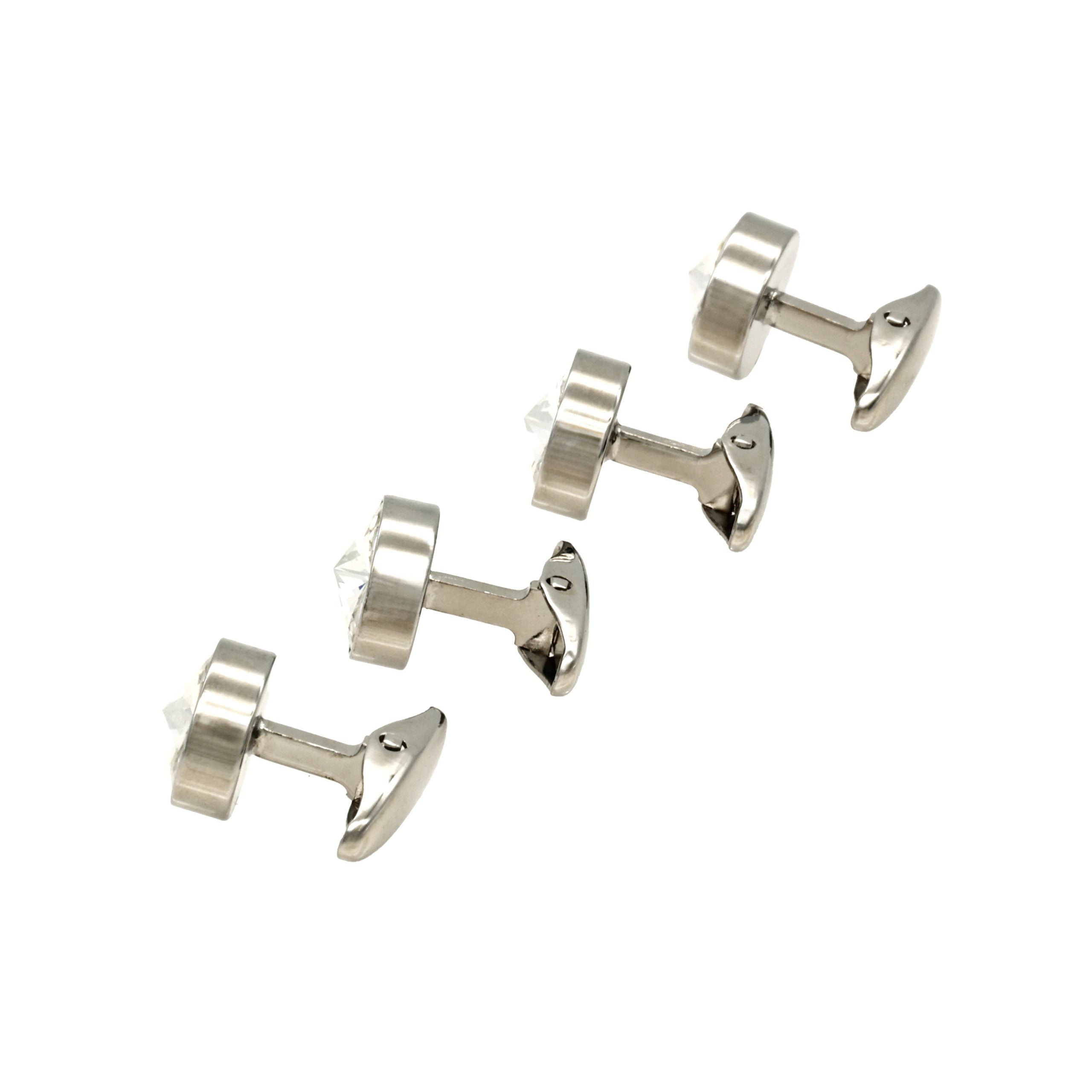 Rhodium and Crystal Shirt Studs (set of 4)