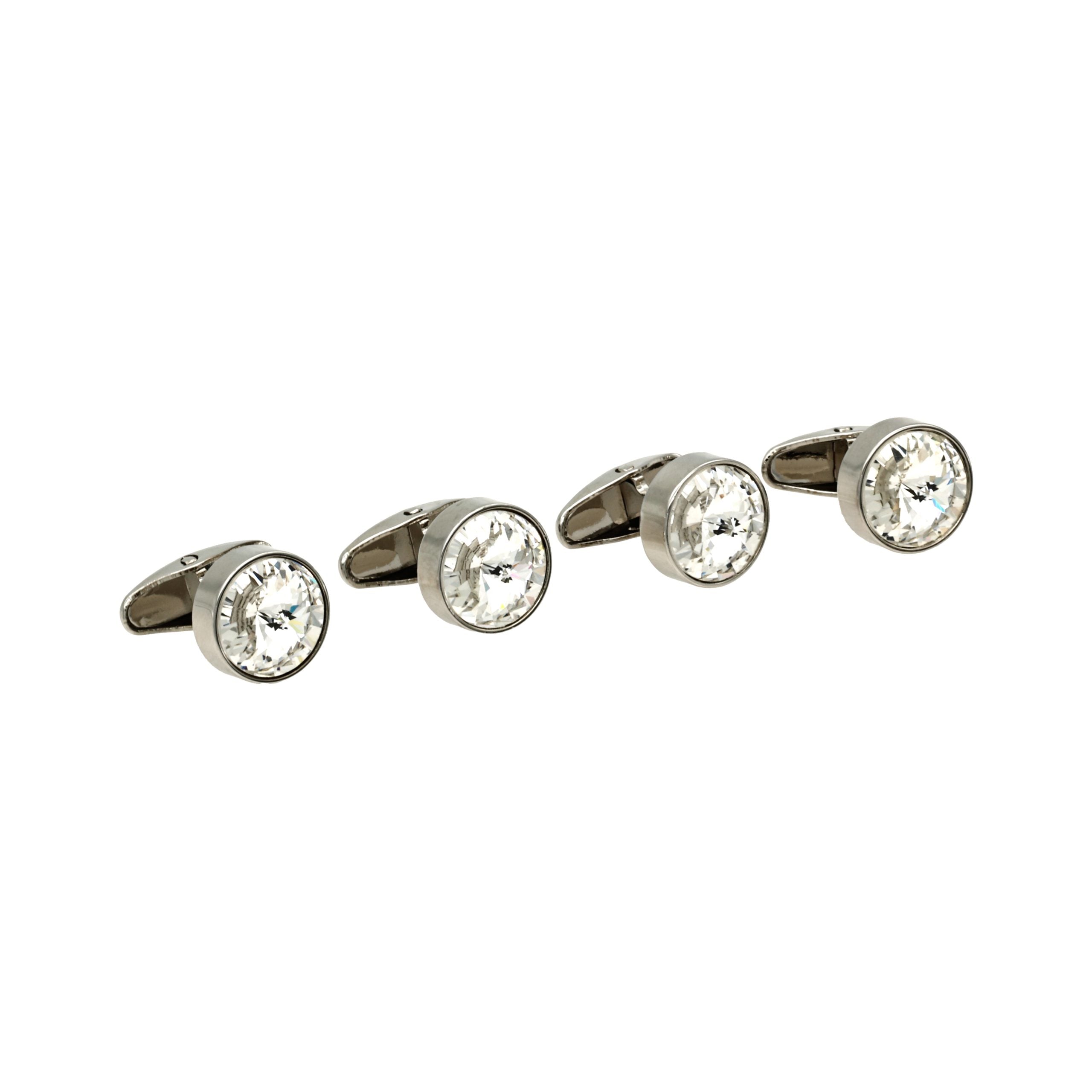 Rhodium and Crystal Shirt Studs (set of 4)