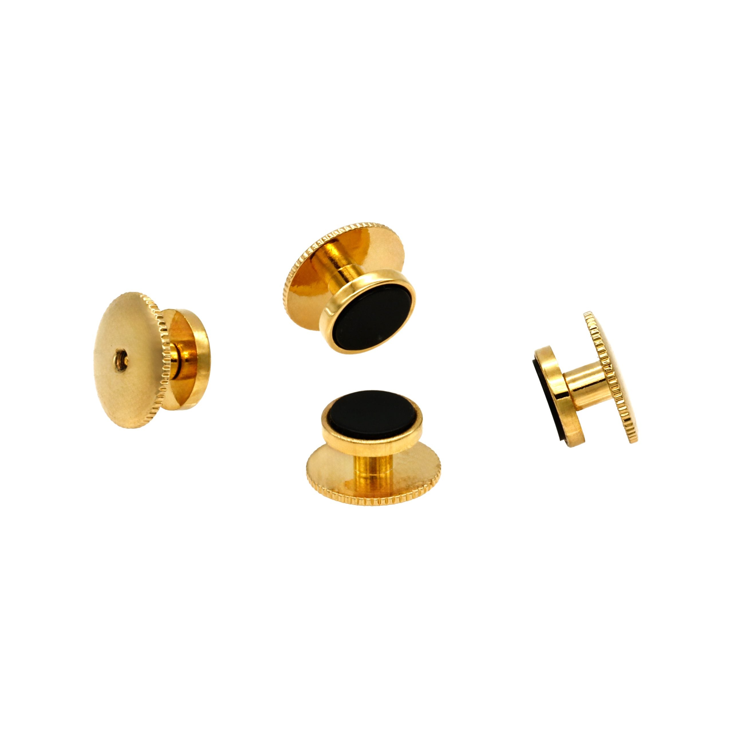 Gold Black Rnd Screw Shirt Stud (set of 4)