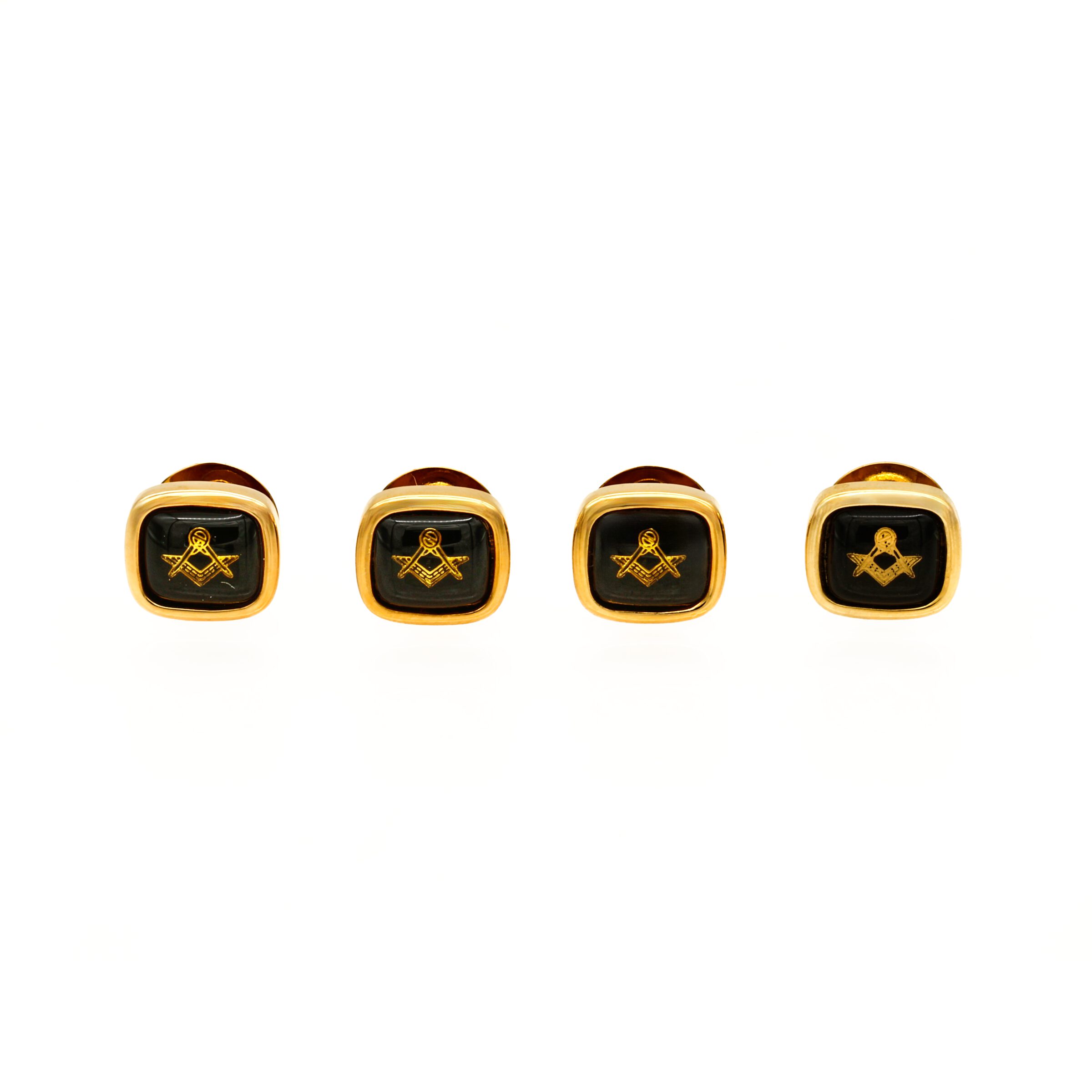 Dress Shirt Studs, Masonic Symbol, no G, Gold / Black (set 4)
