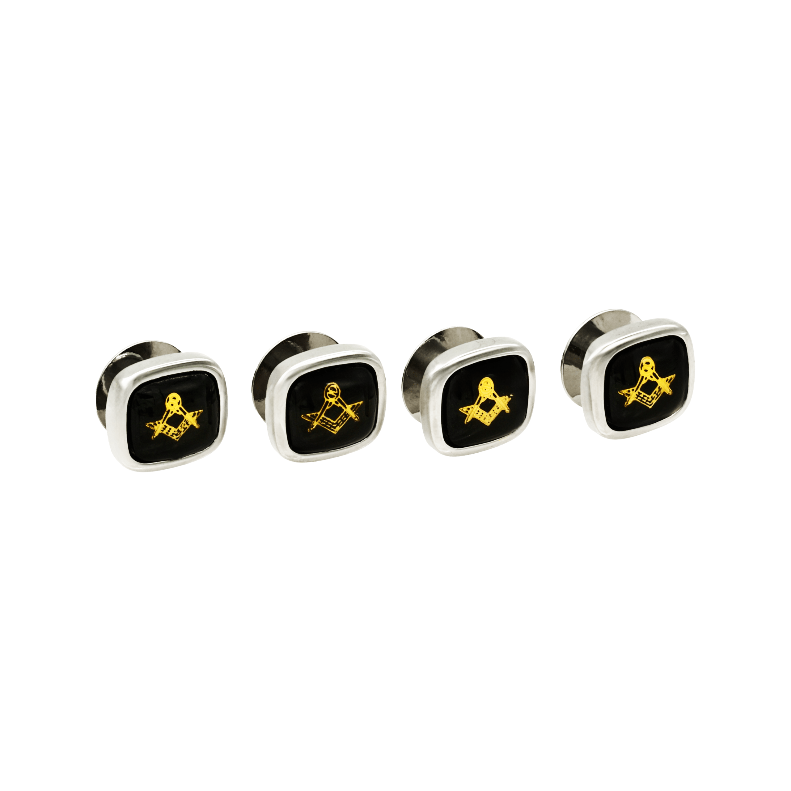 Rhodium and Black Masonic Shirt Stud