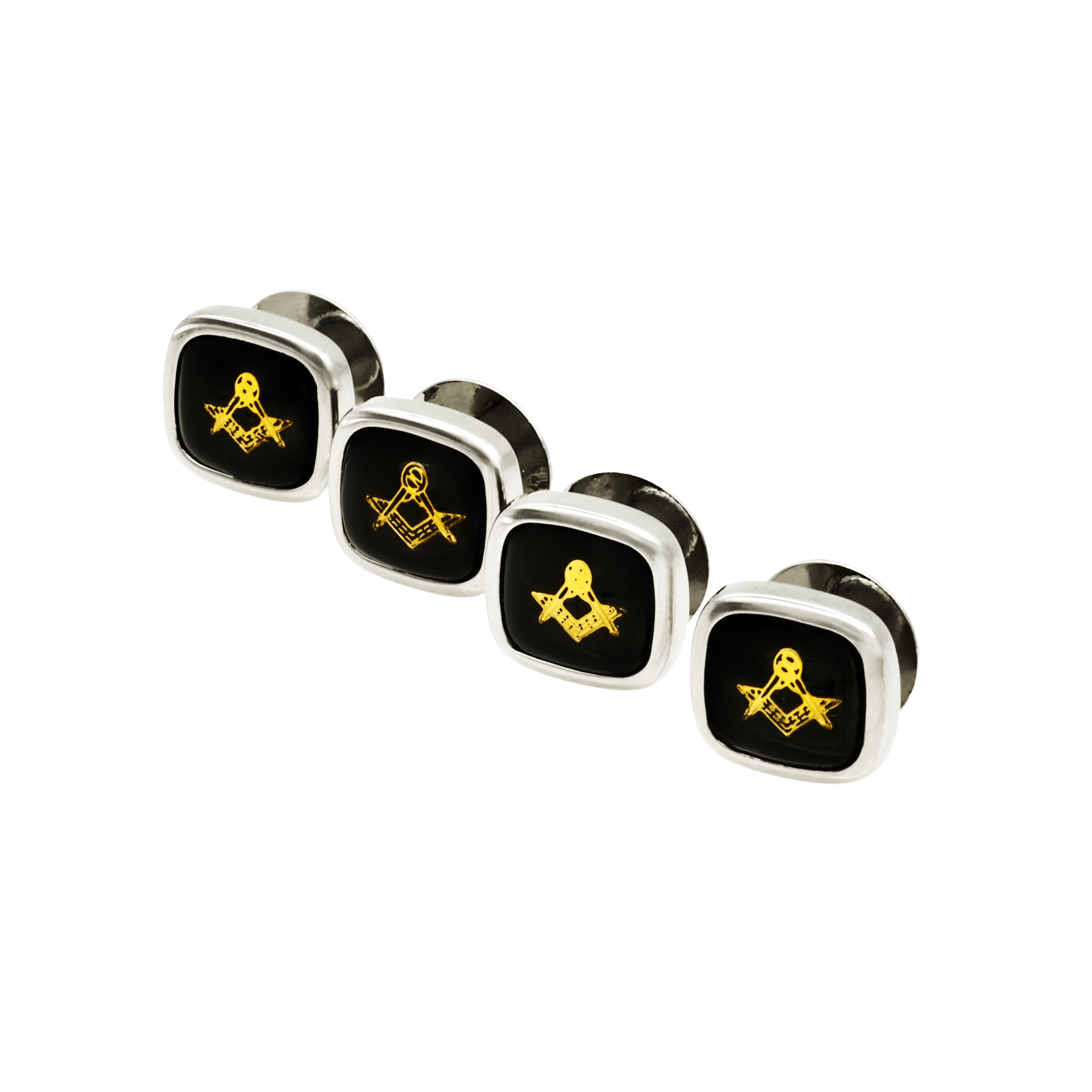 Rhodium and Black Masonic Shirt Stud
