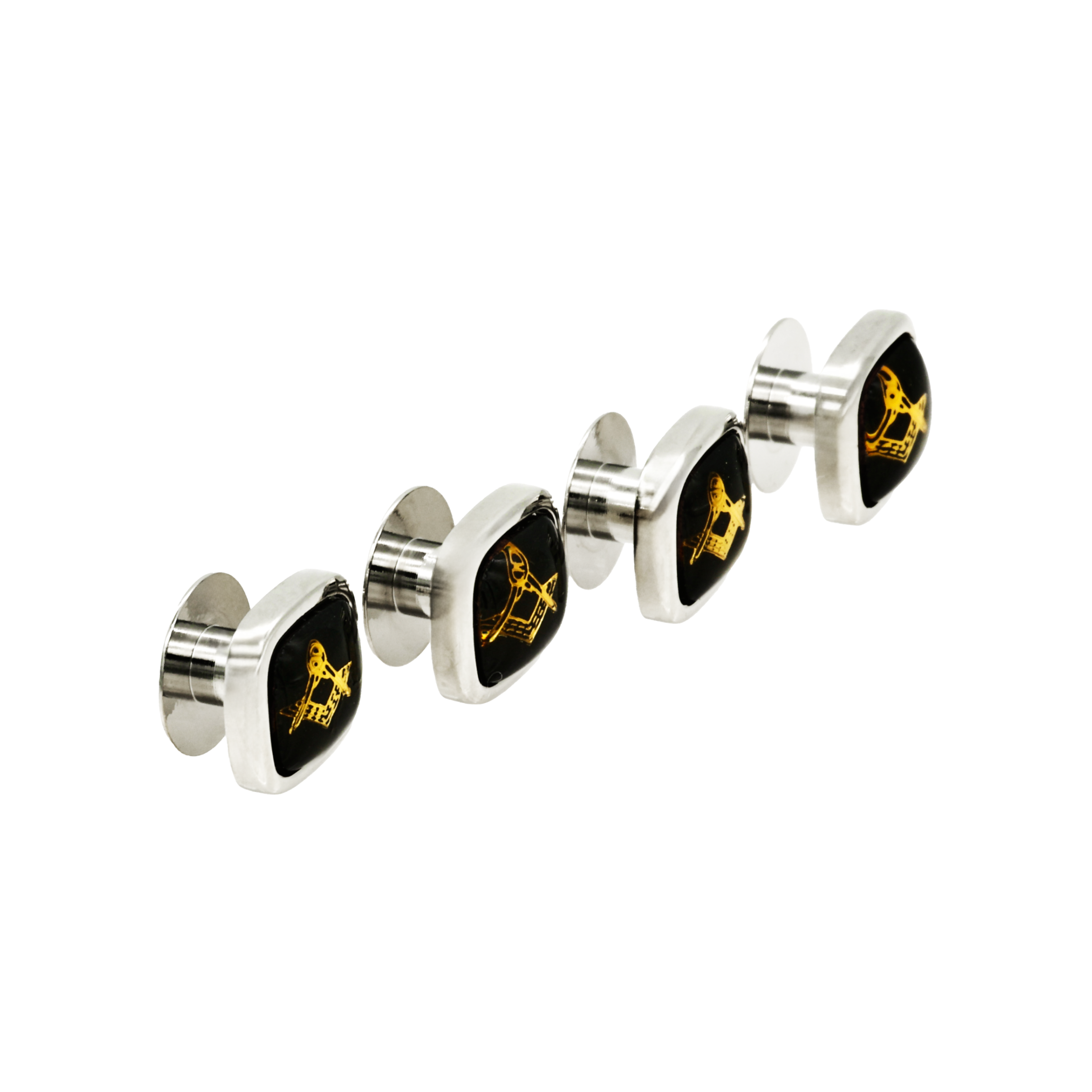 Rhodium and Black Masonic Shirt Stud