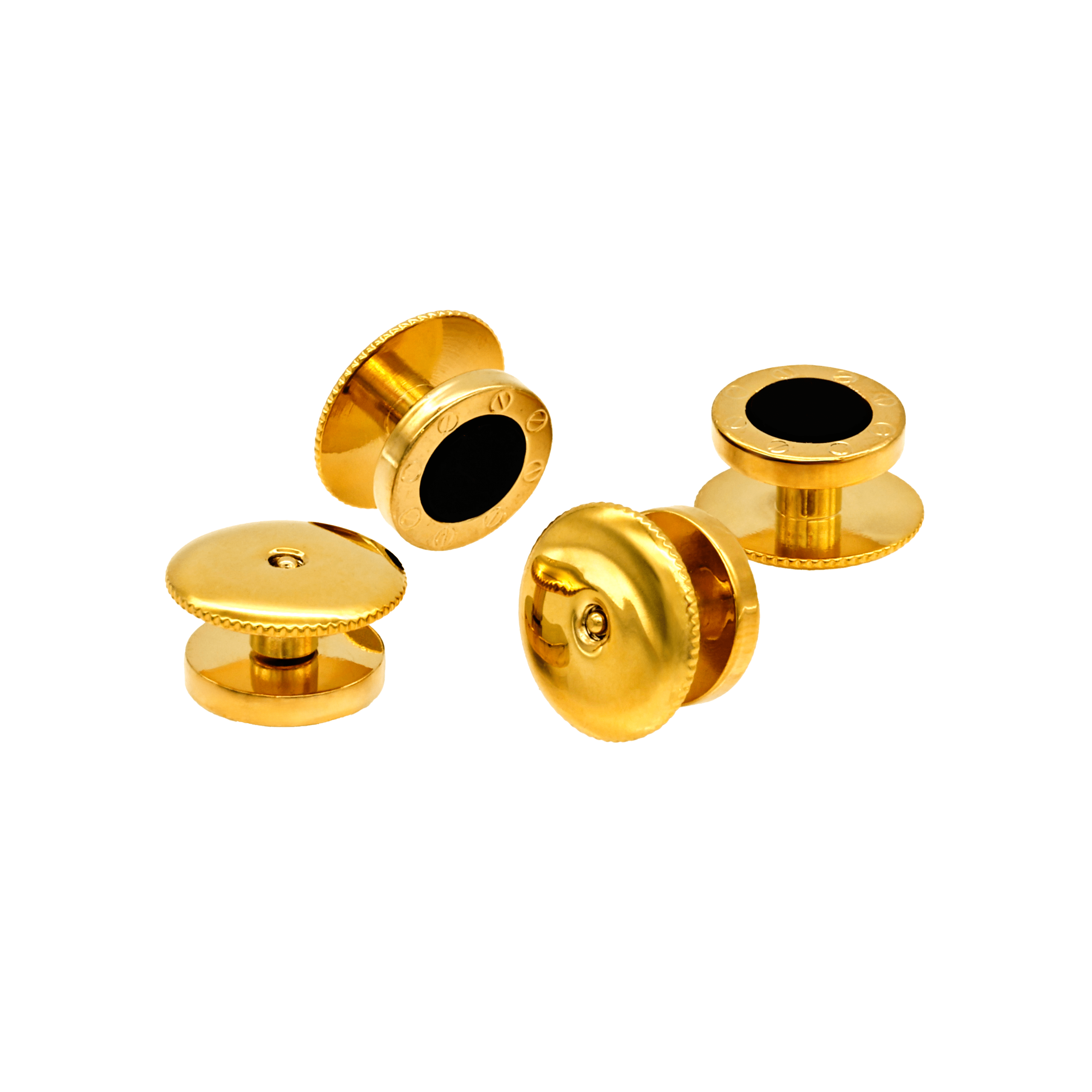 Gold Onyx Rnd Screw Shirt Stud