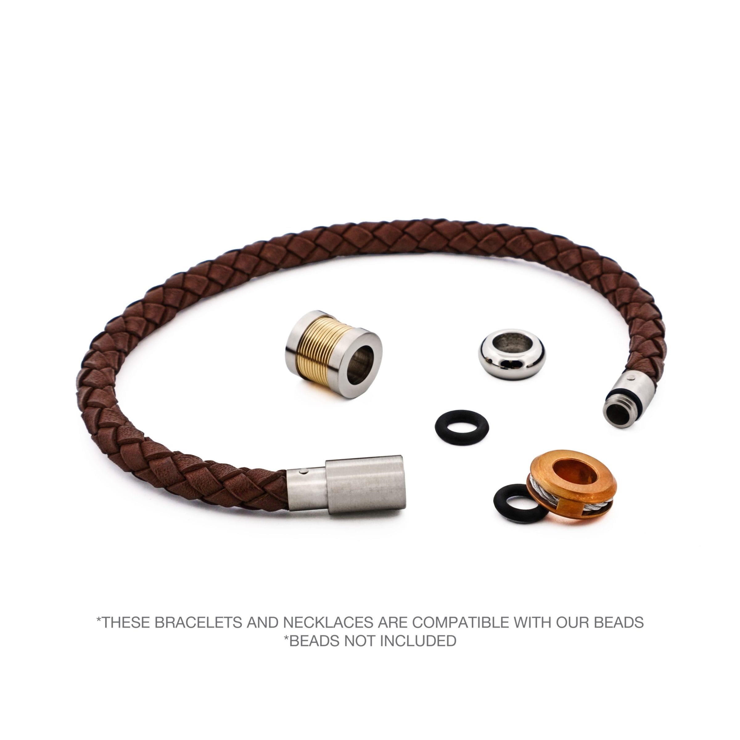 Brown Leather/Stainless Steel Bracelet