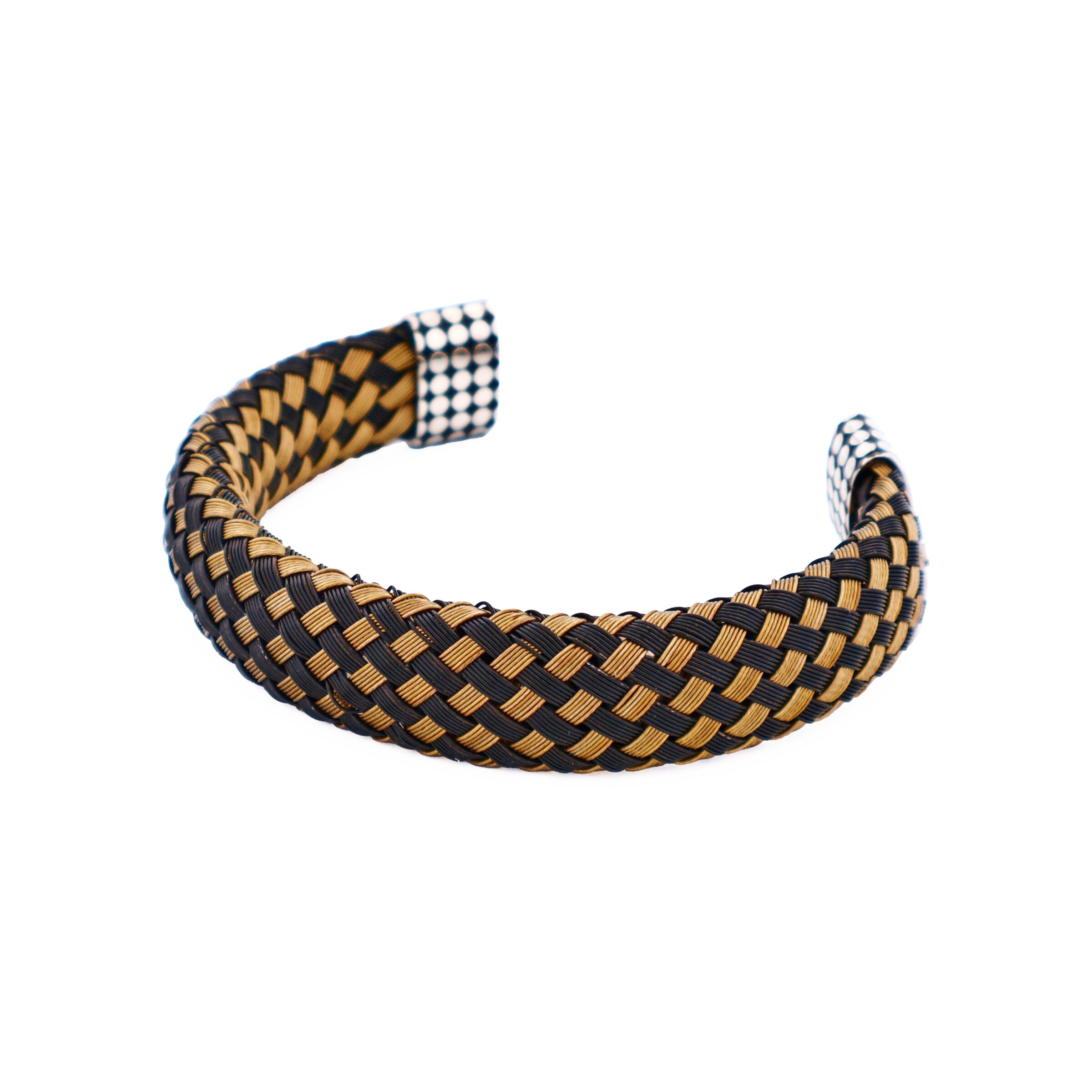 Stainless Steel Black/Gold Weave Cuff
