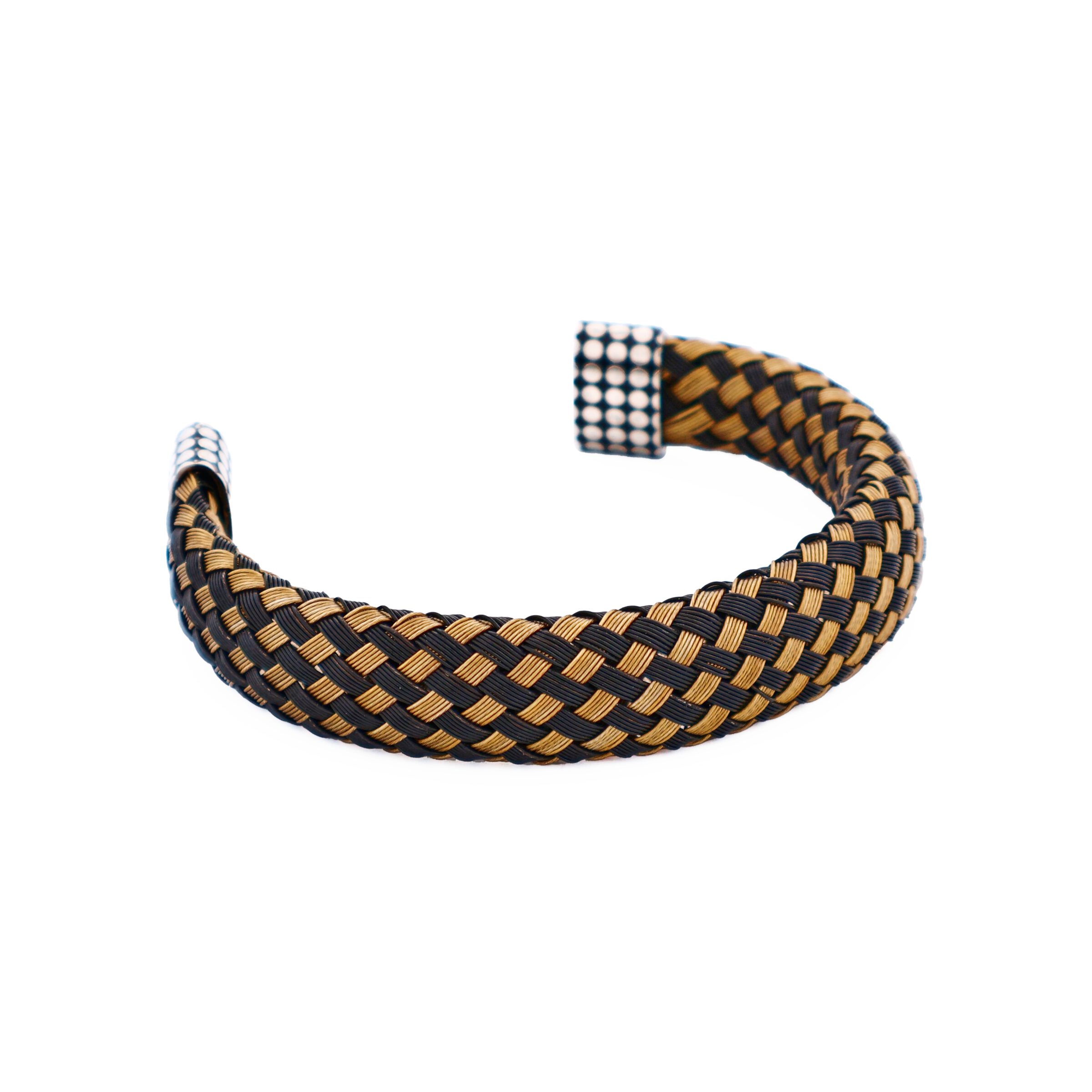 Stainless Steel Black/Gold Weave Cuff