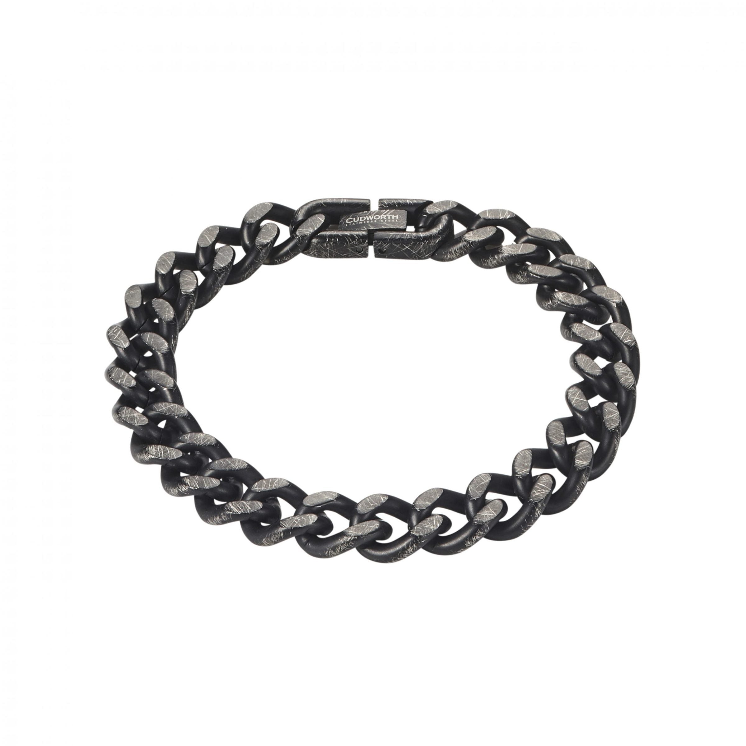Antique Black Stainless Steel Curb Link Chain Bracelet