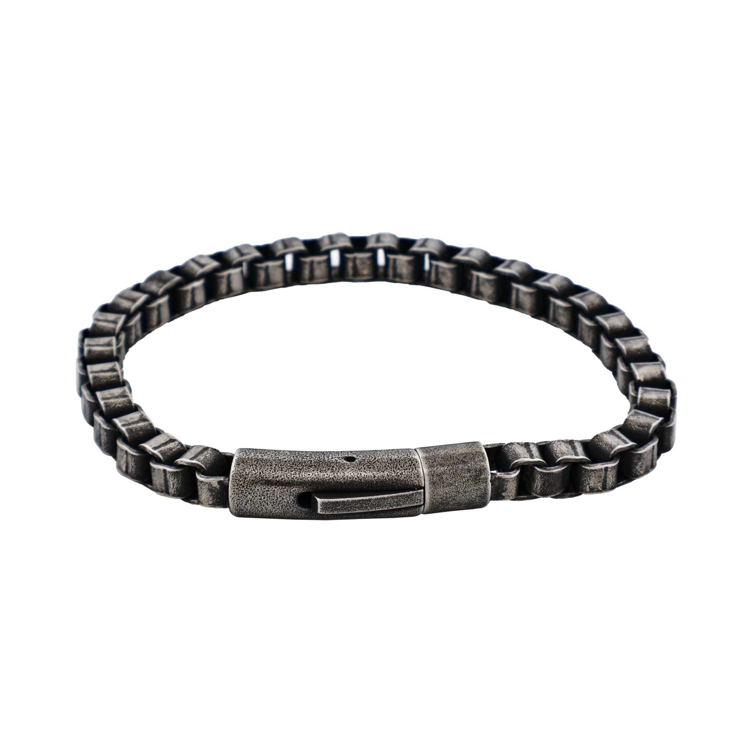 Ion Plated Antique Gun Metal Box Link Chain Bracelet