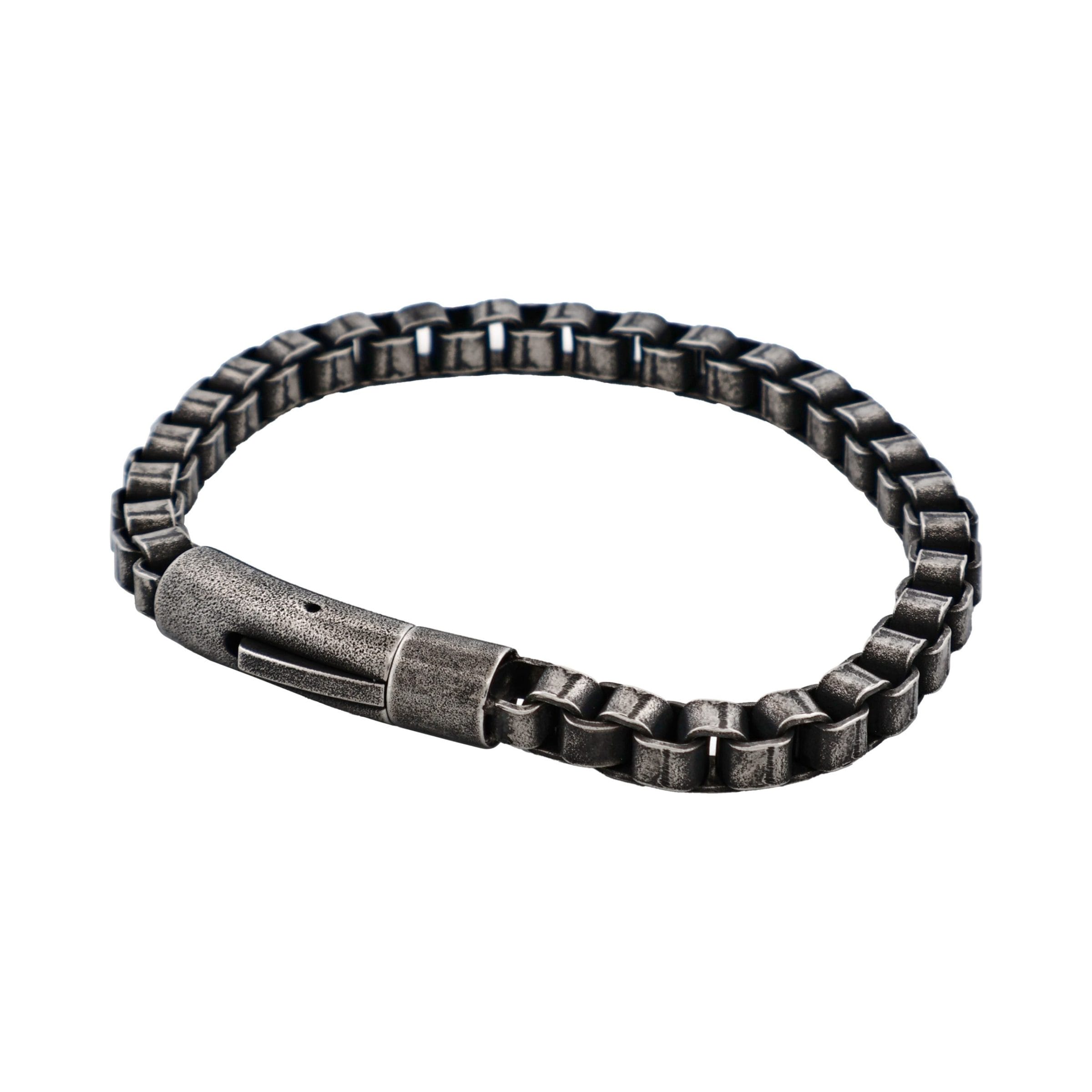 Ion Plated Antique Gun Metal Box Link Chain Bracelet