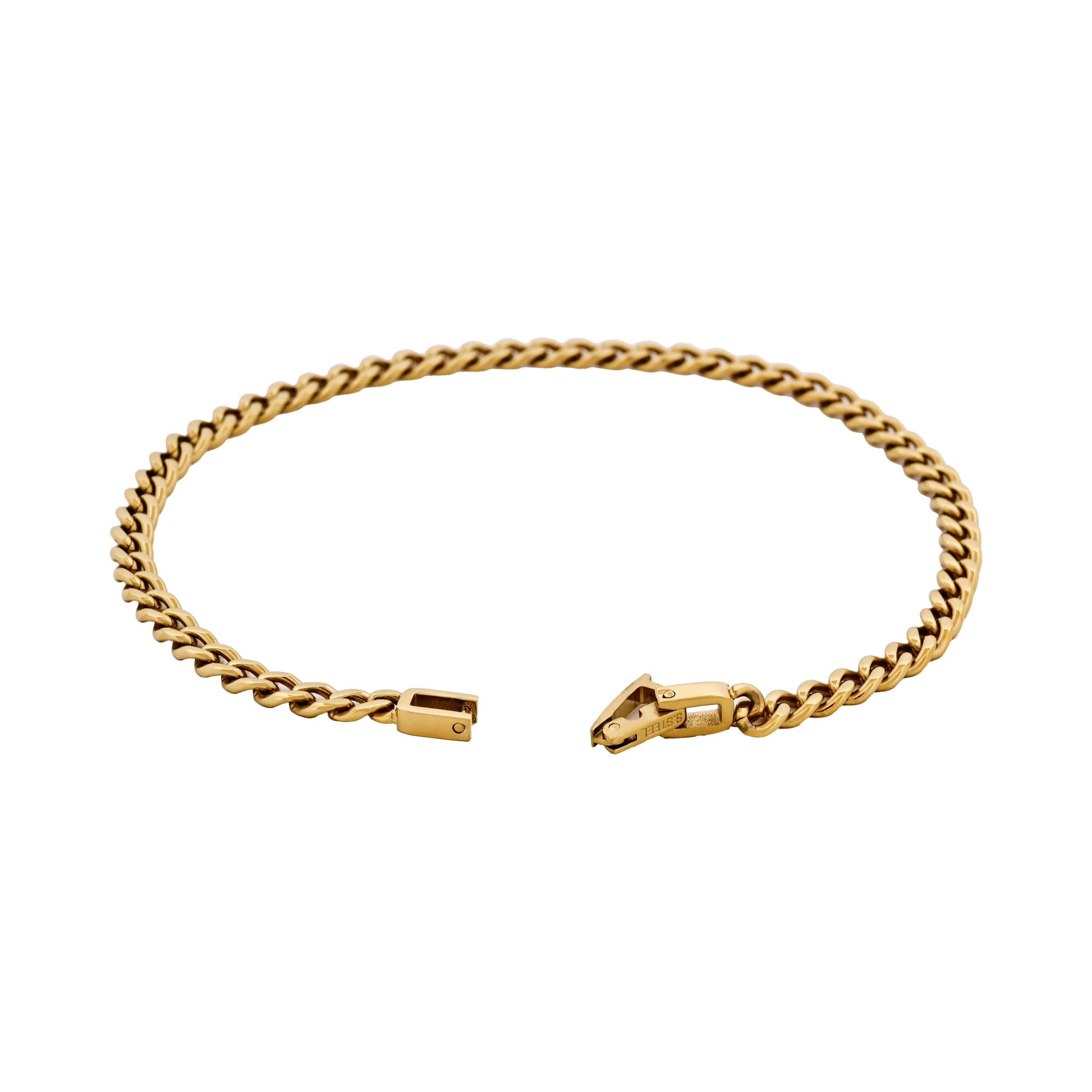 Classic Cuban Link Bracelet Ion Plated Gold (215 x 4mm)