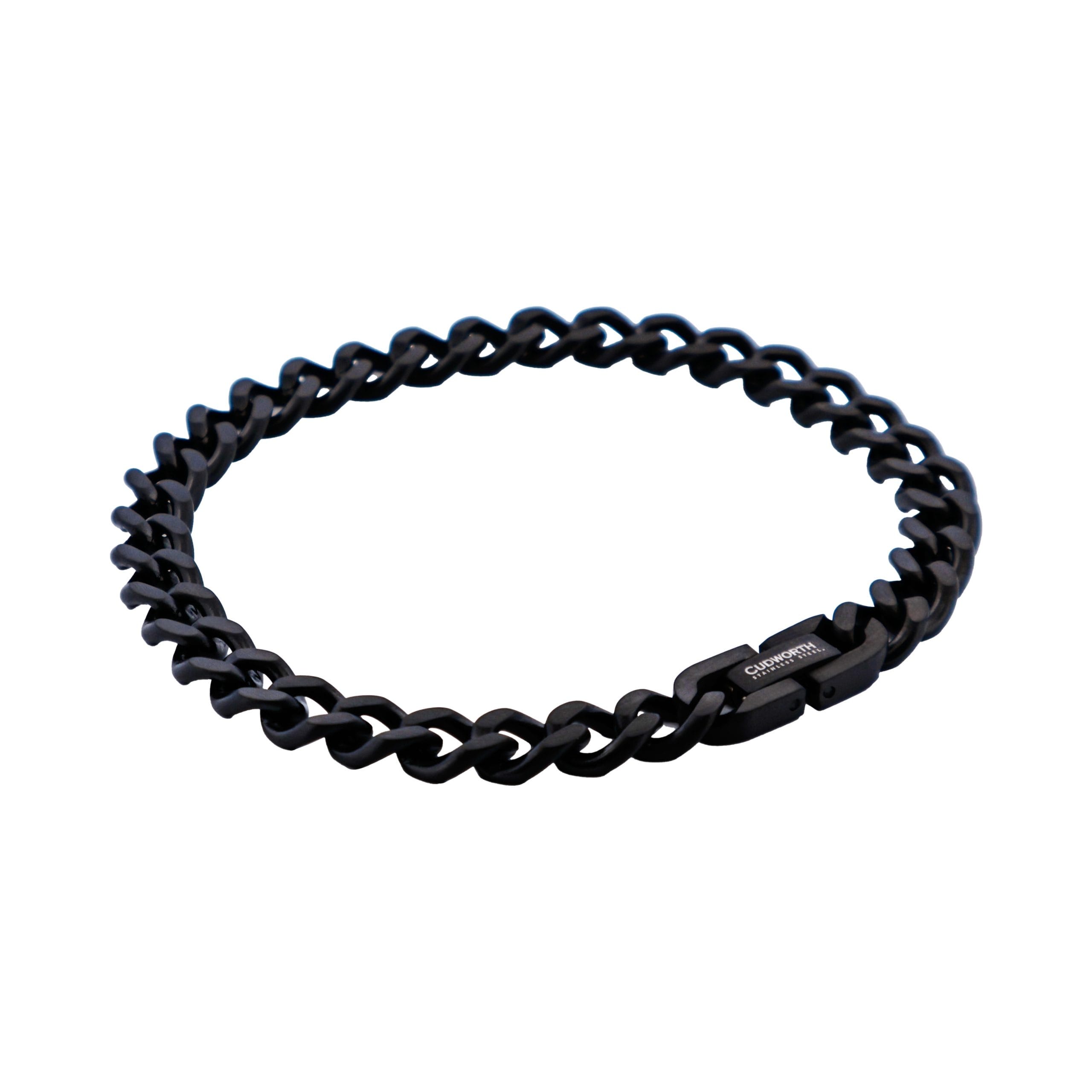 Ion Plated Black Stainless Steel Classic Curb-Link Chain Bracelet