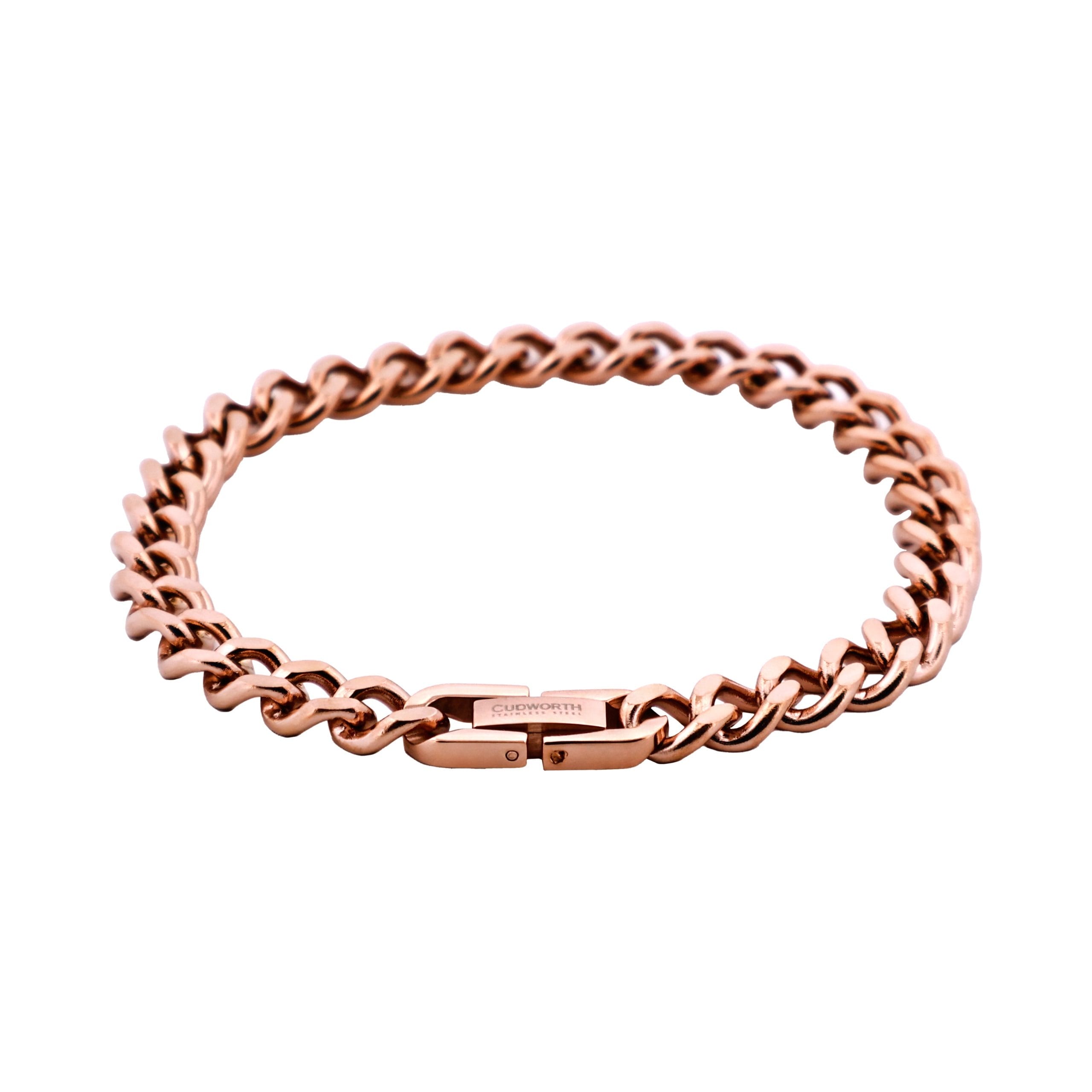 Ion Plated Rose Gold Stainless Steel Classic Curb-Link Chain Bracelet