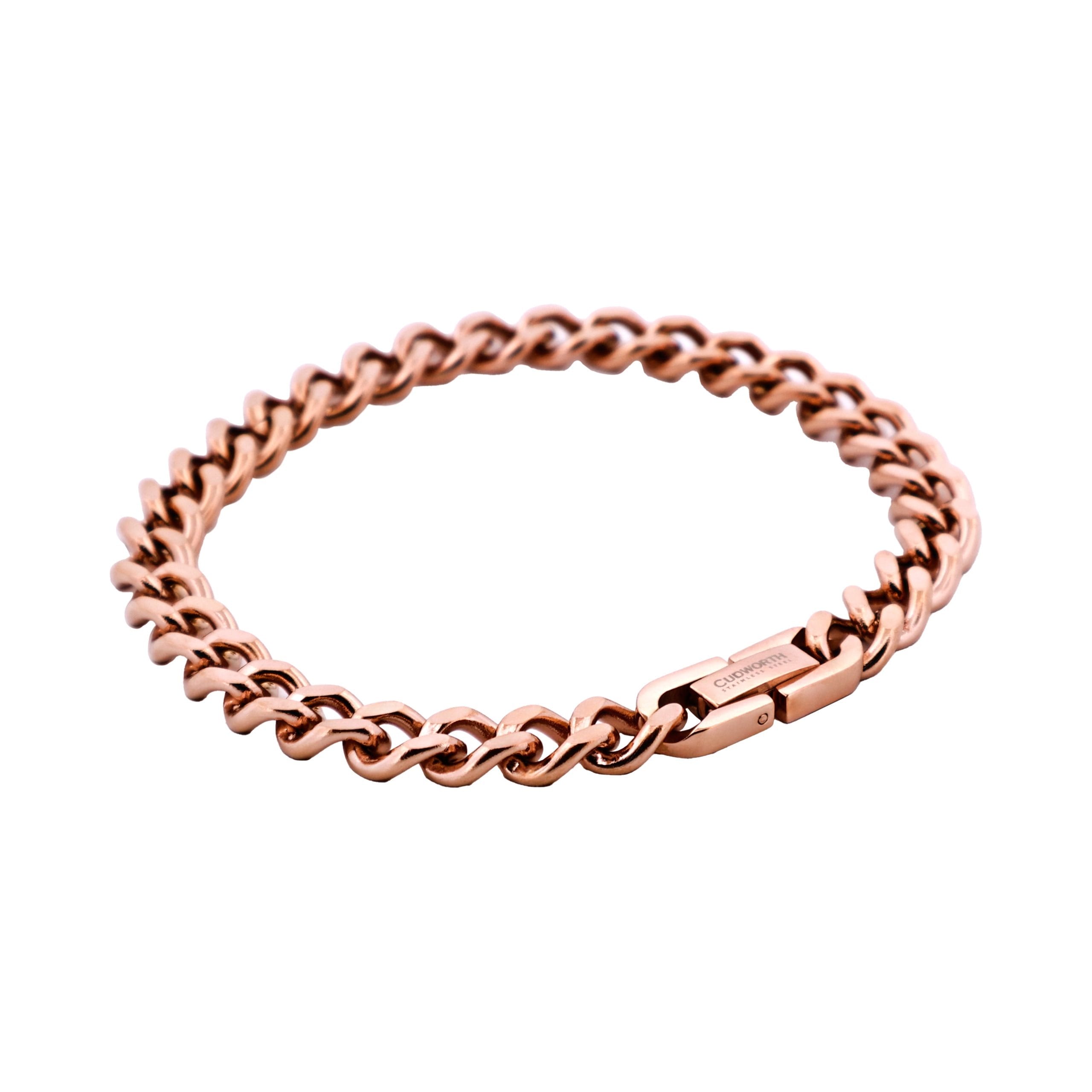 Ion Plated Rose Gold Stainless Steel Classic Curb-Link Chain Bracelet