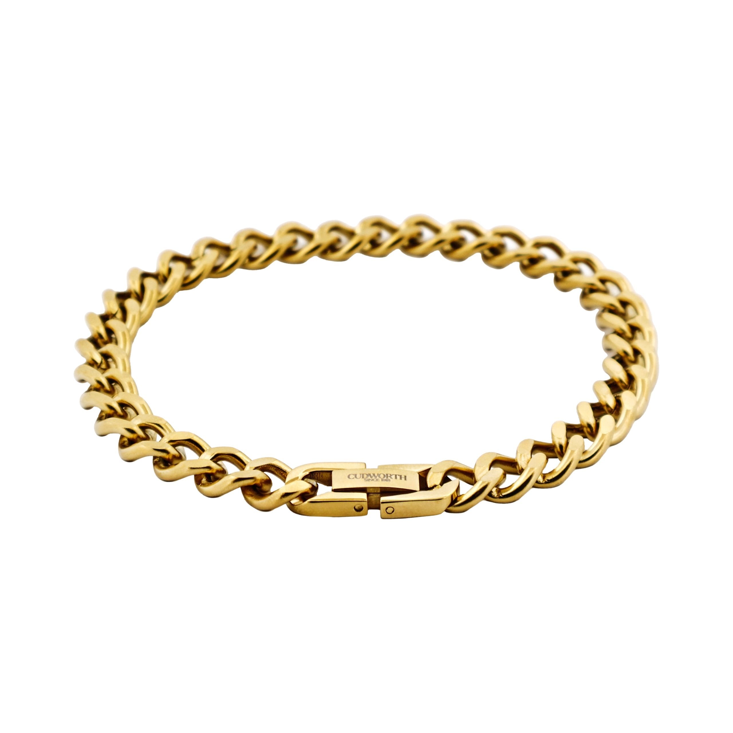 Ion Plated Polished 14k Gold Stainless Steel Classic Curb-Link Chain Bracelet