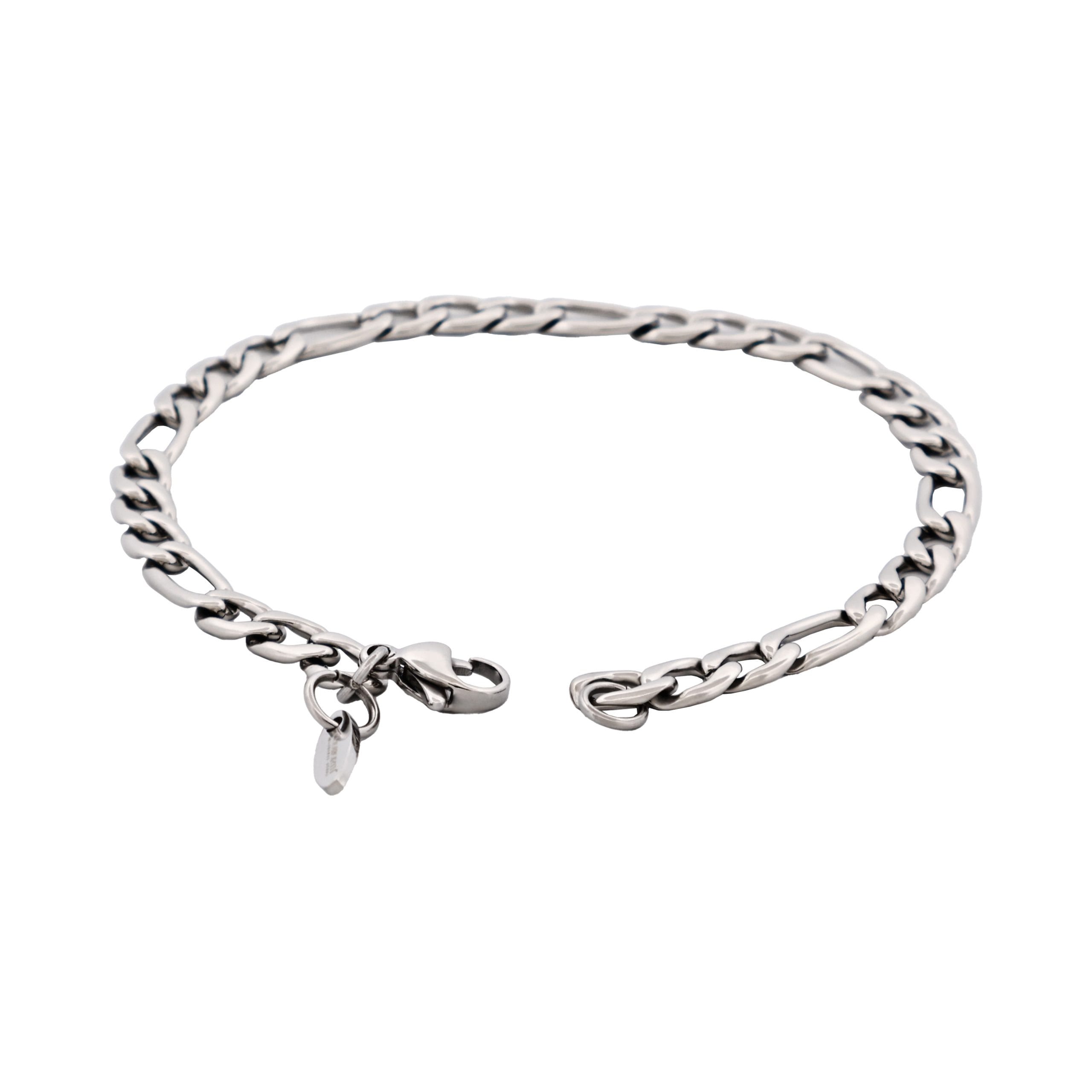 Polished Stainless Steel Figaro Chain Bracelet