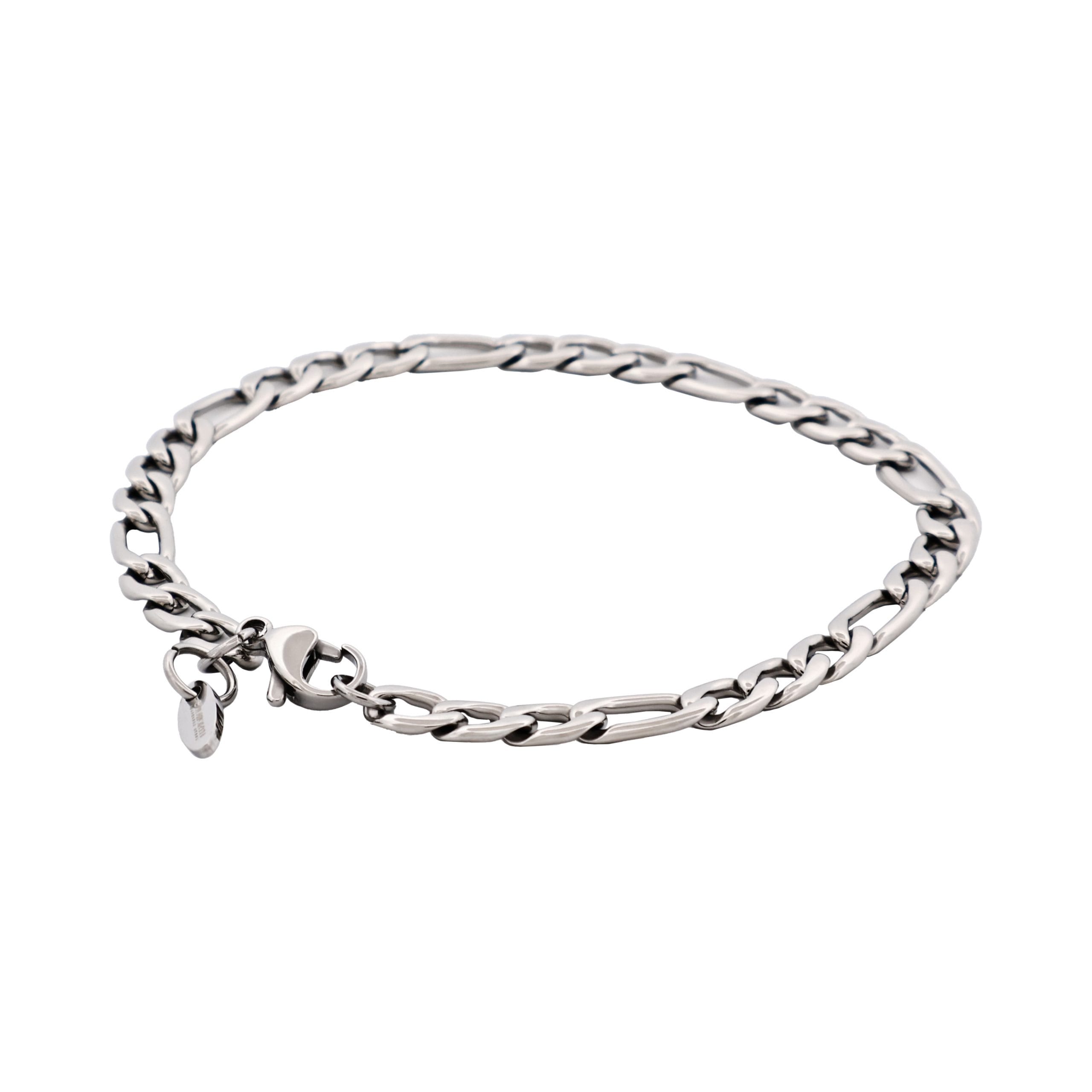 Polished Stainless Steel Figaro Chain Bracelet