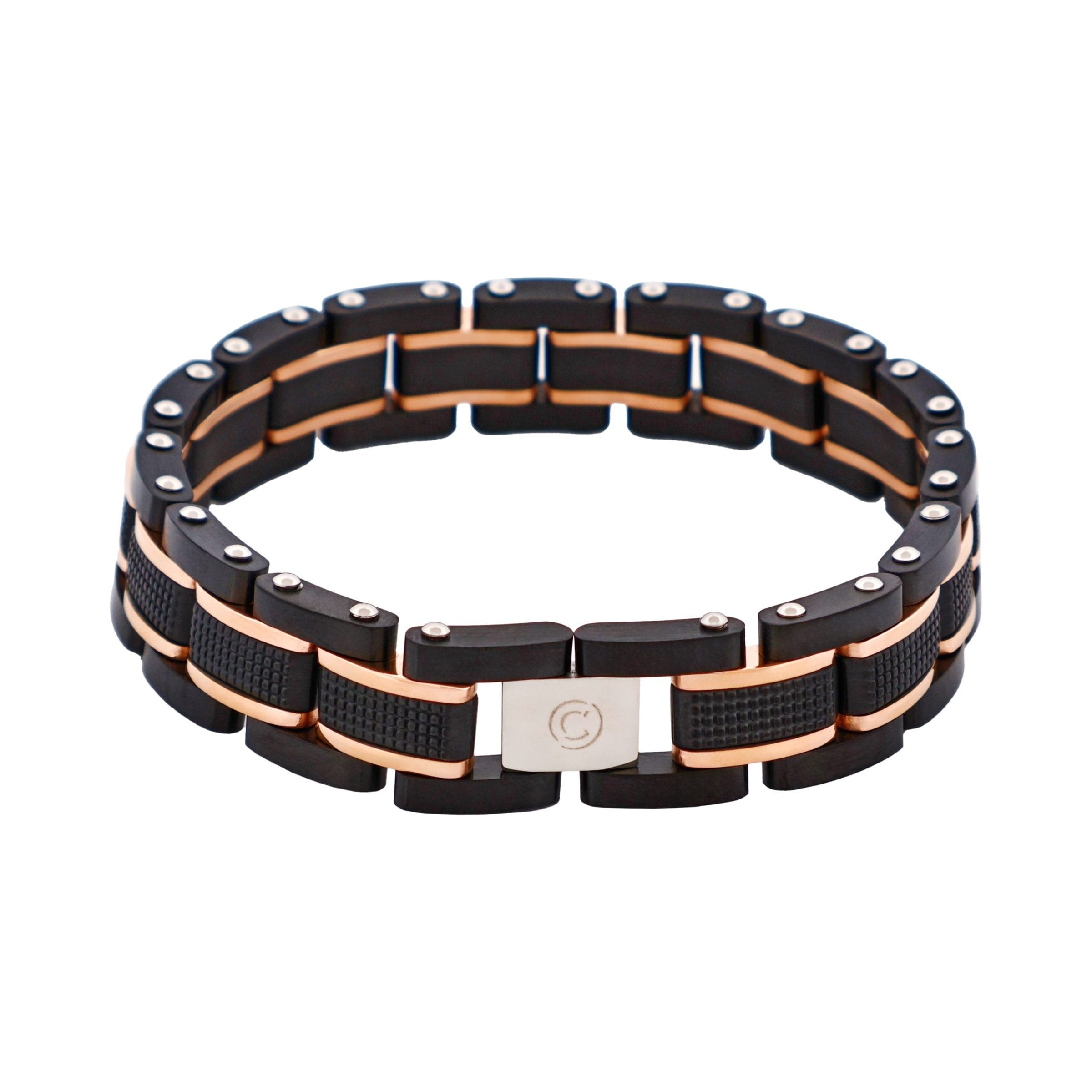 Ion Plated Black & Rose Gold Stainless Steel Bracelet