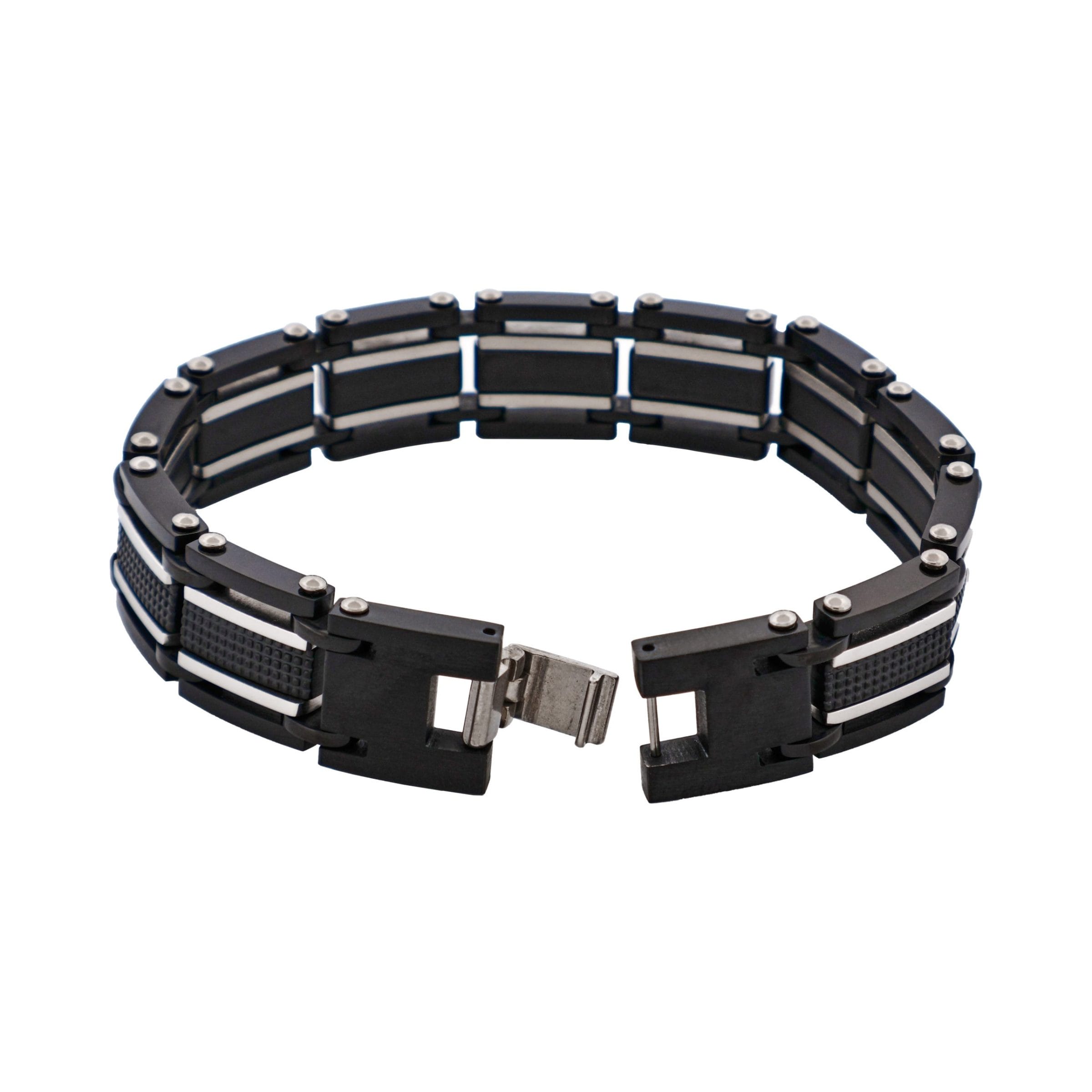 Stainless Steel & Ion Plated Black Link Bracelet