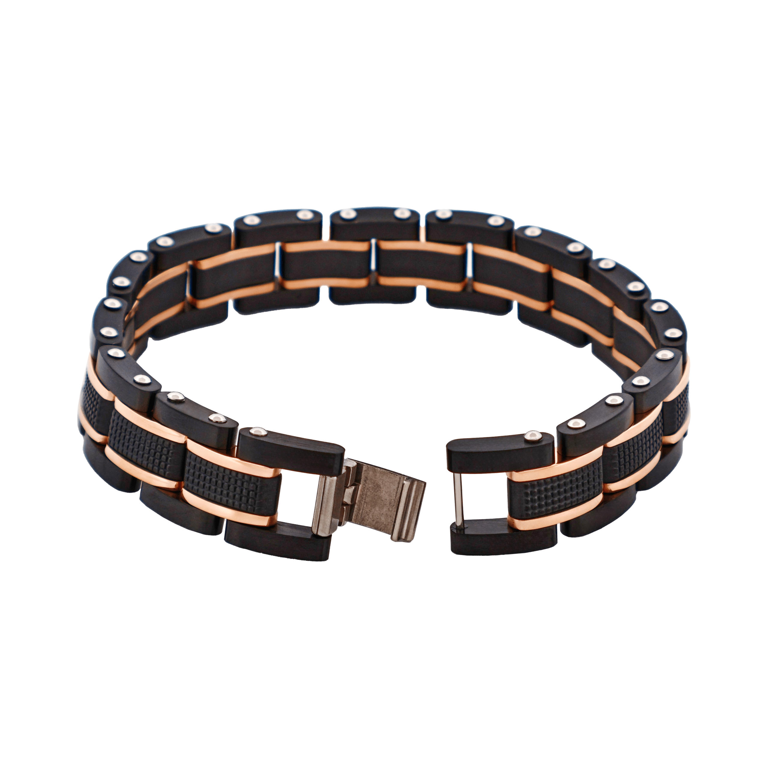Ion Plated Black & Rose Gold Stainless Steel Bracelet