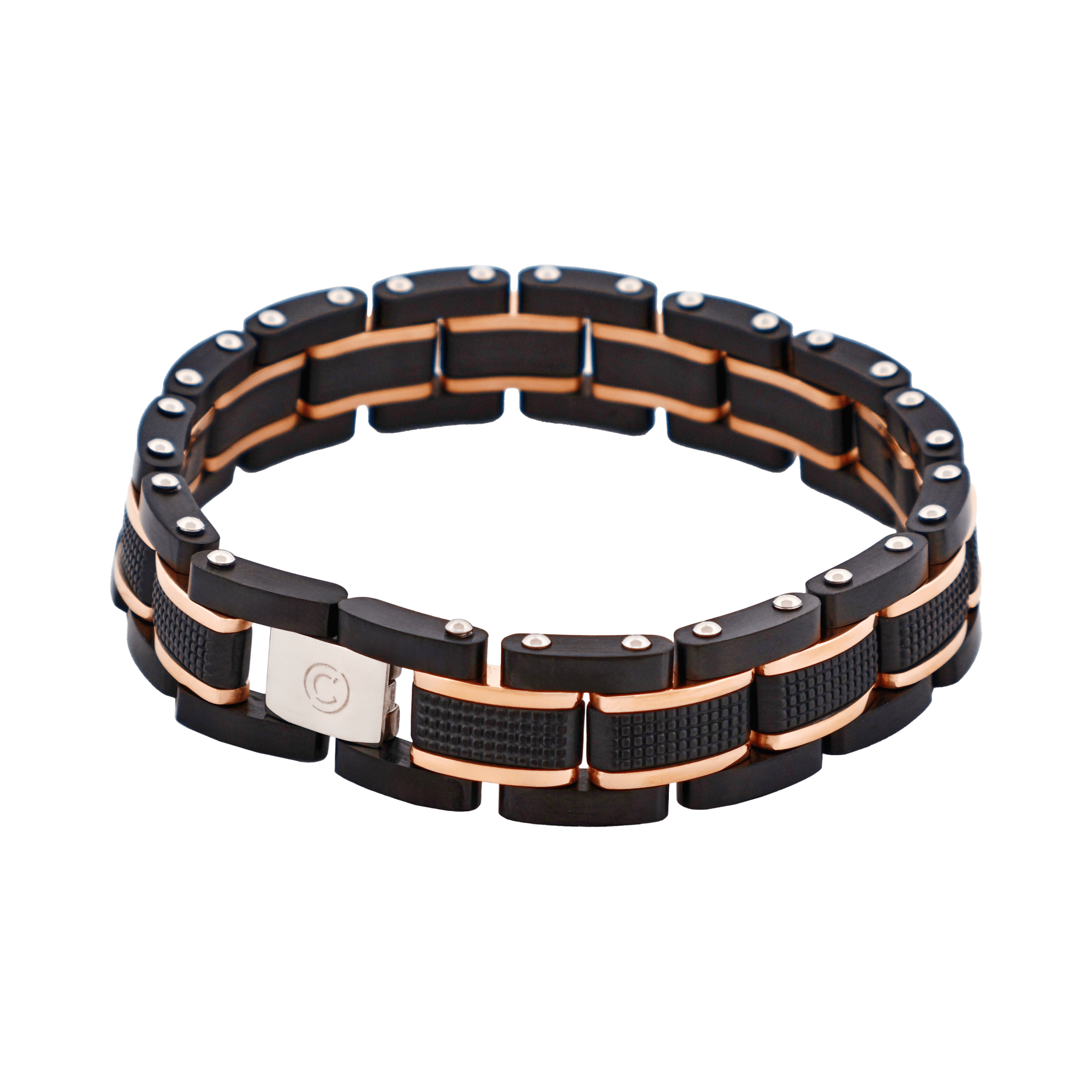 Ion Plated Black & Rose Gold Stainless Steel Bracelet