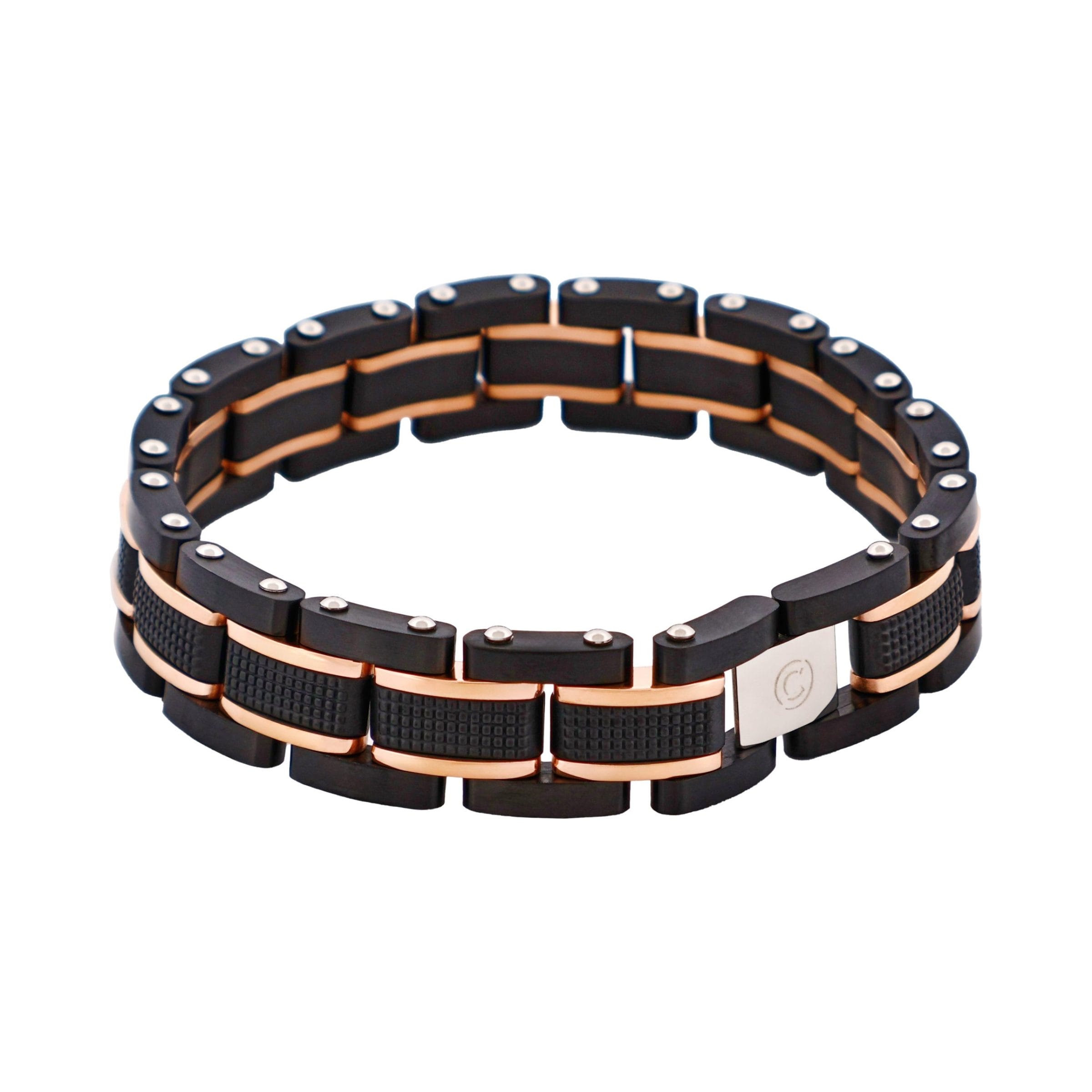 Ion Plated Black & Rose Gold Stainless Steel Bracelet