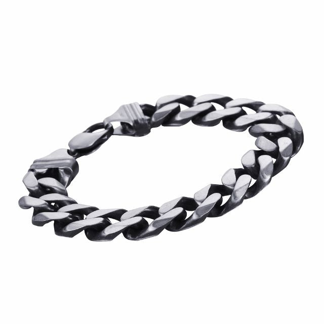 Oxidised Sterling Silver Bracelet on Chunky Curb Link Chain