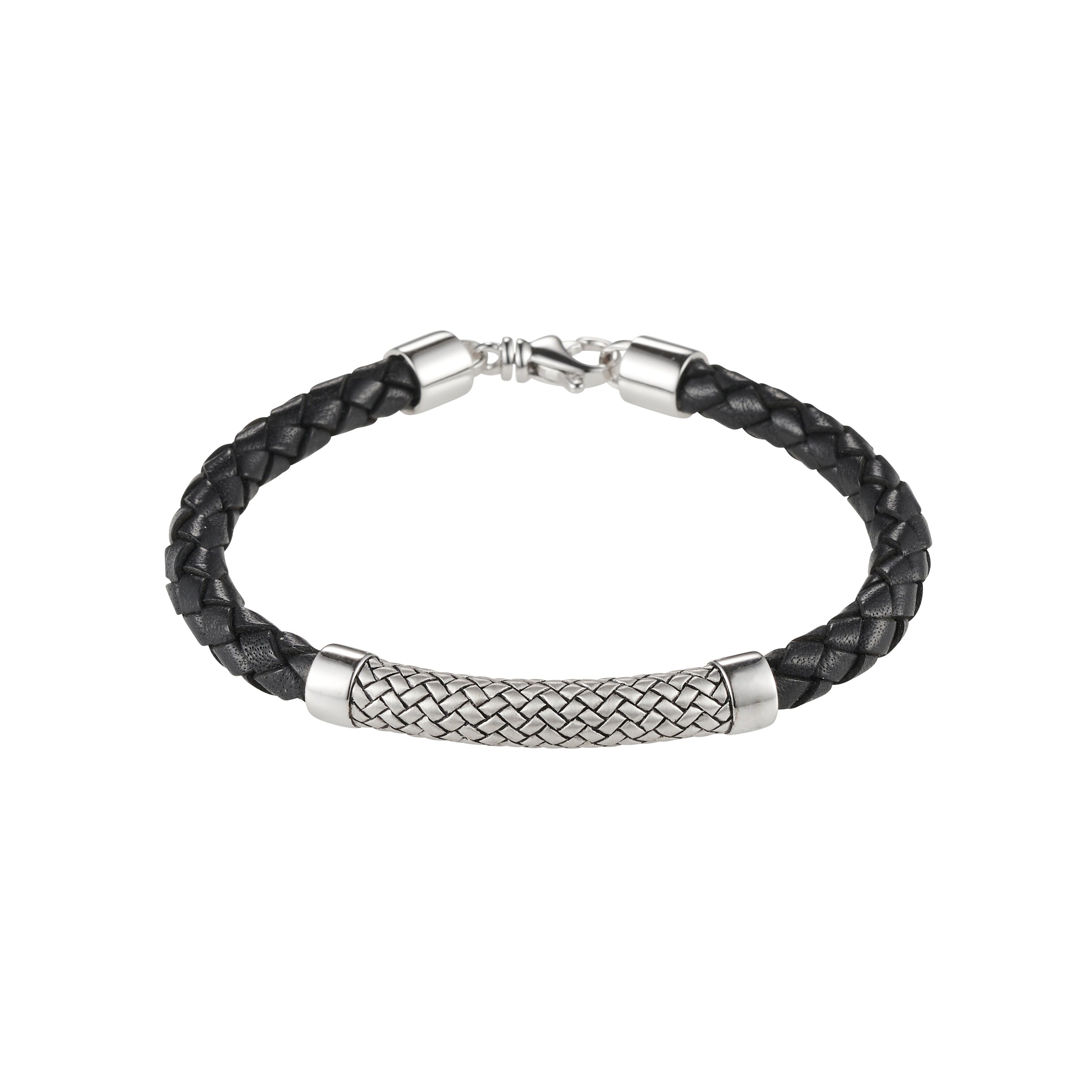 Sterling Silver Leather Bracelet