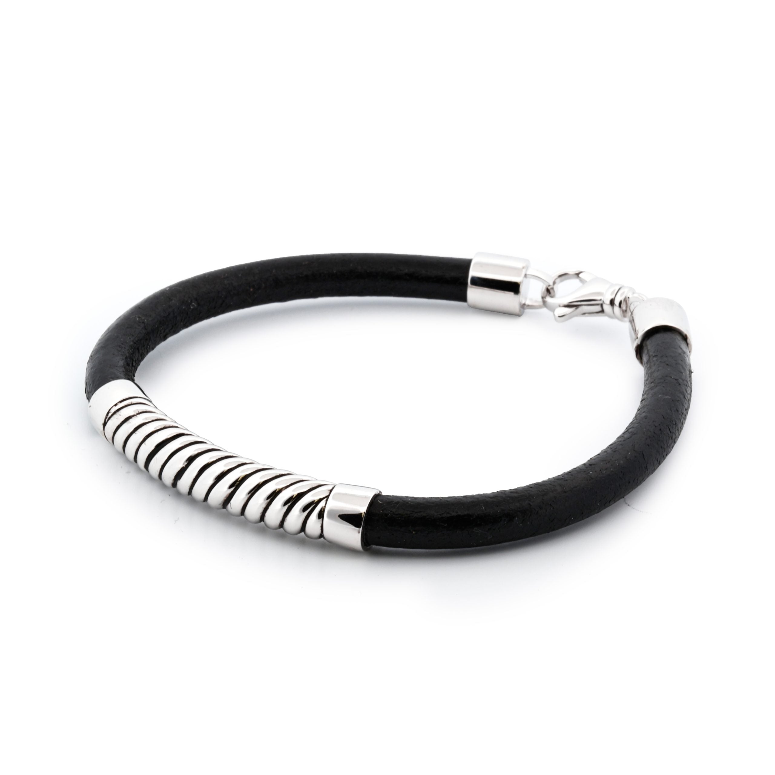 Sterling Silver Leather Bracelet