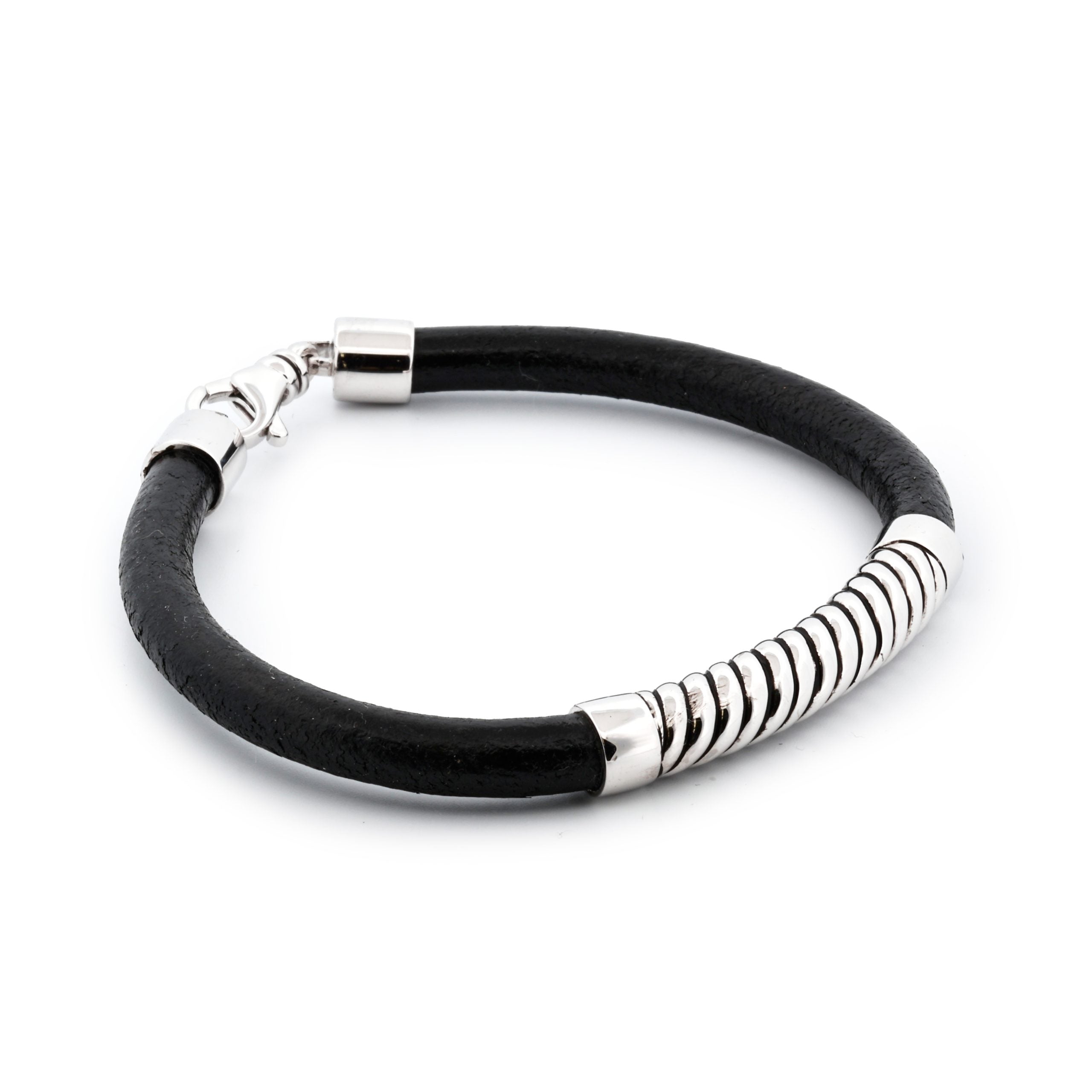 Sterling Silver Leather Bracelet