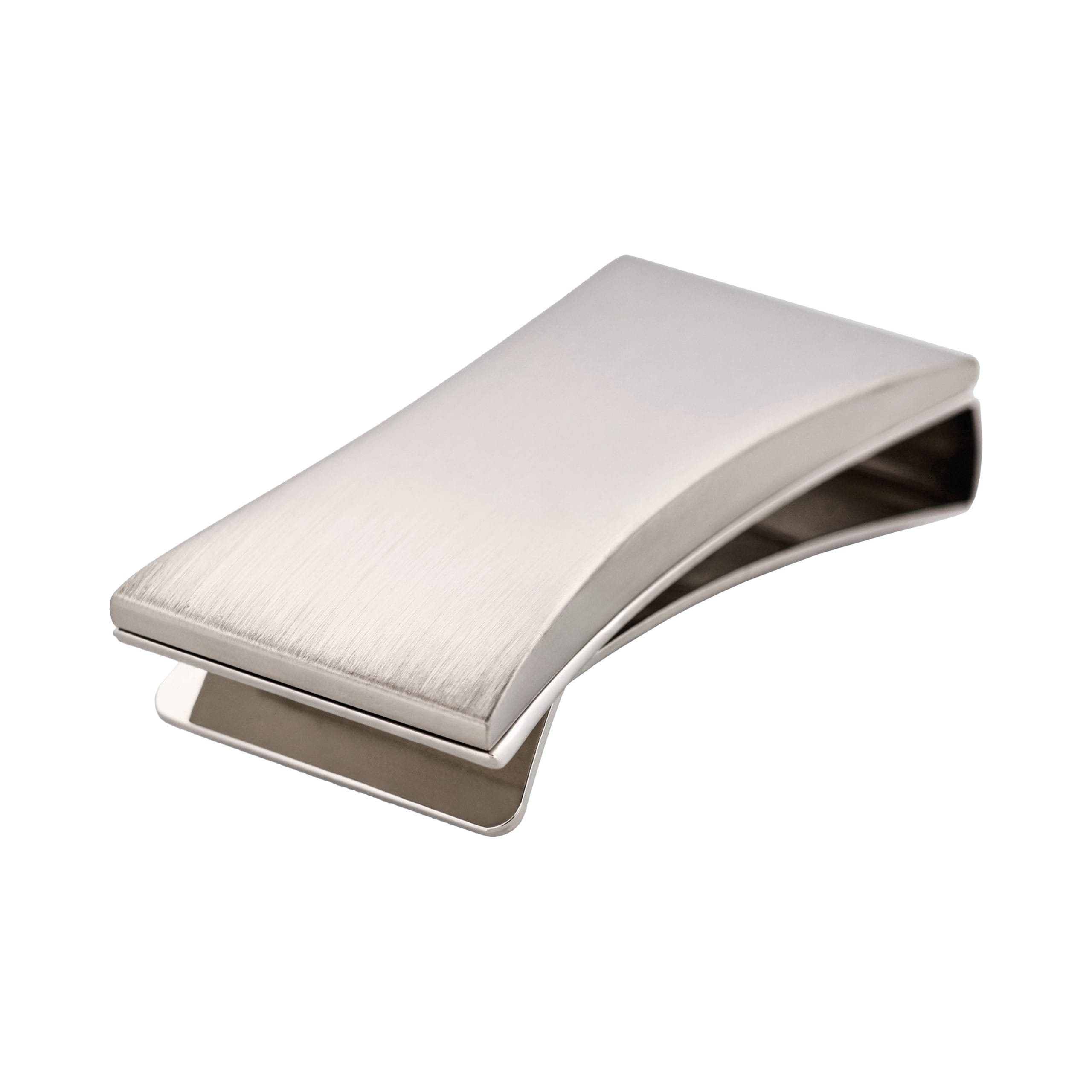 Brushed Rhodium Plated Curved Money Clip