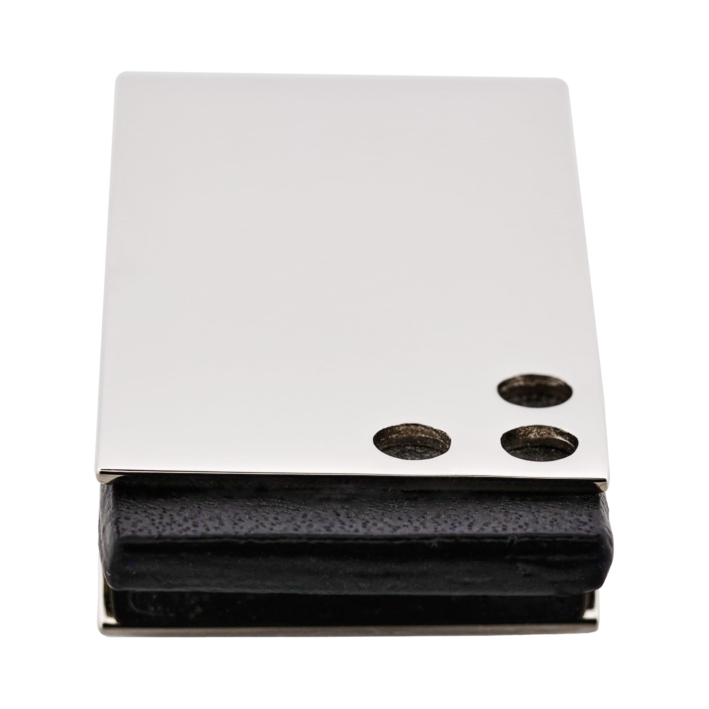 Polished Rhodium Plated & Black Rubber Money Clip