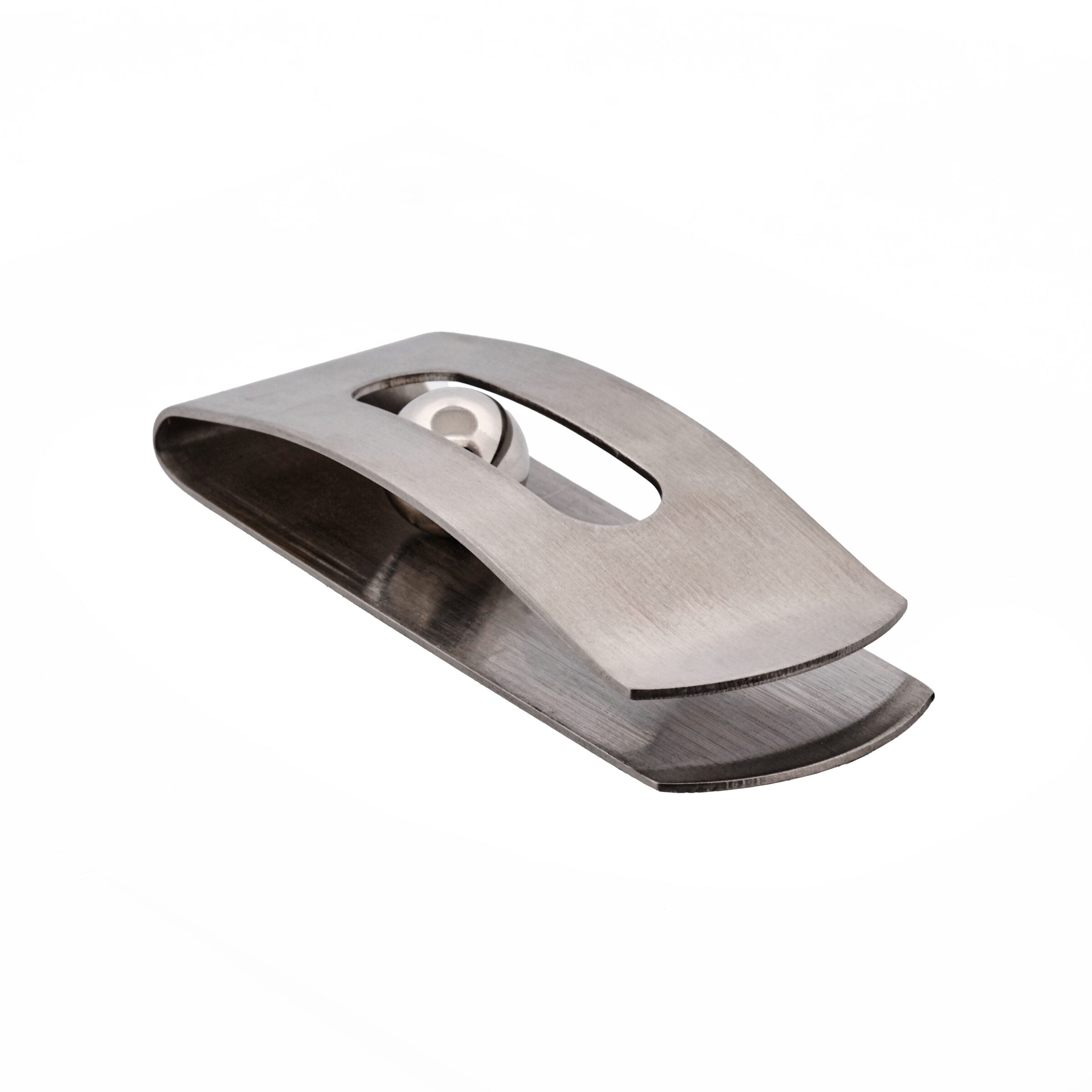 Brushed Rhodium Plated & Ball Money Clip
