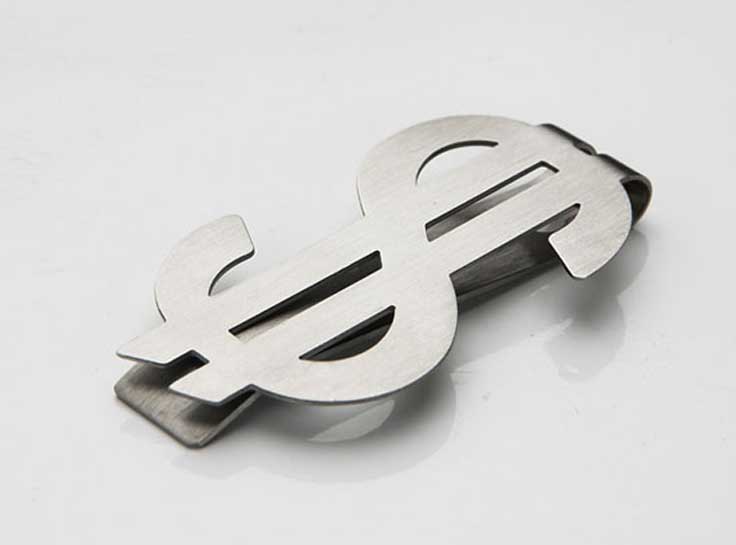 Brushed Stainless Steel $ Money Clip