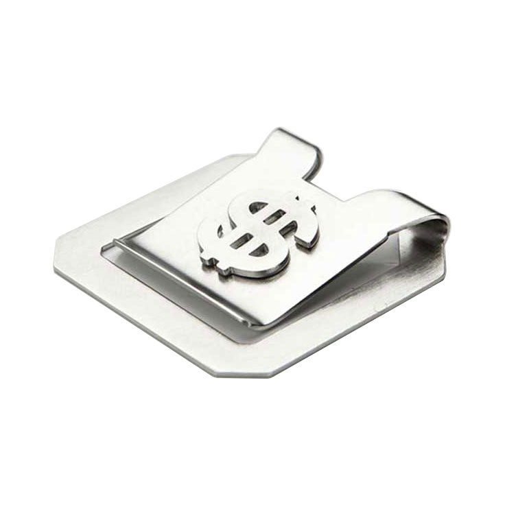 Brushed Square Stainless Steel $ Patterned Money Clip