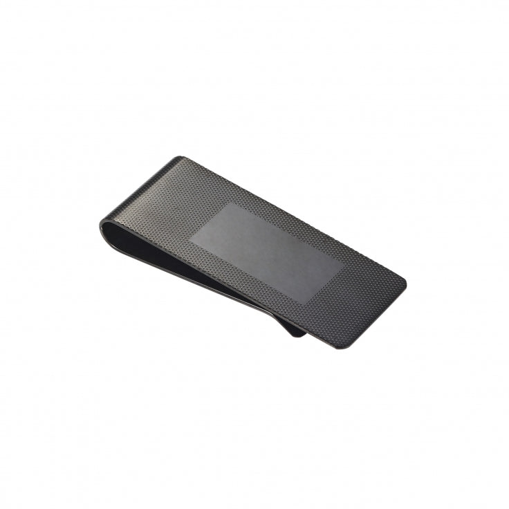 Money Clip, Black Ion Plated Stainless Steel, Rope Pattern