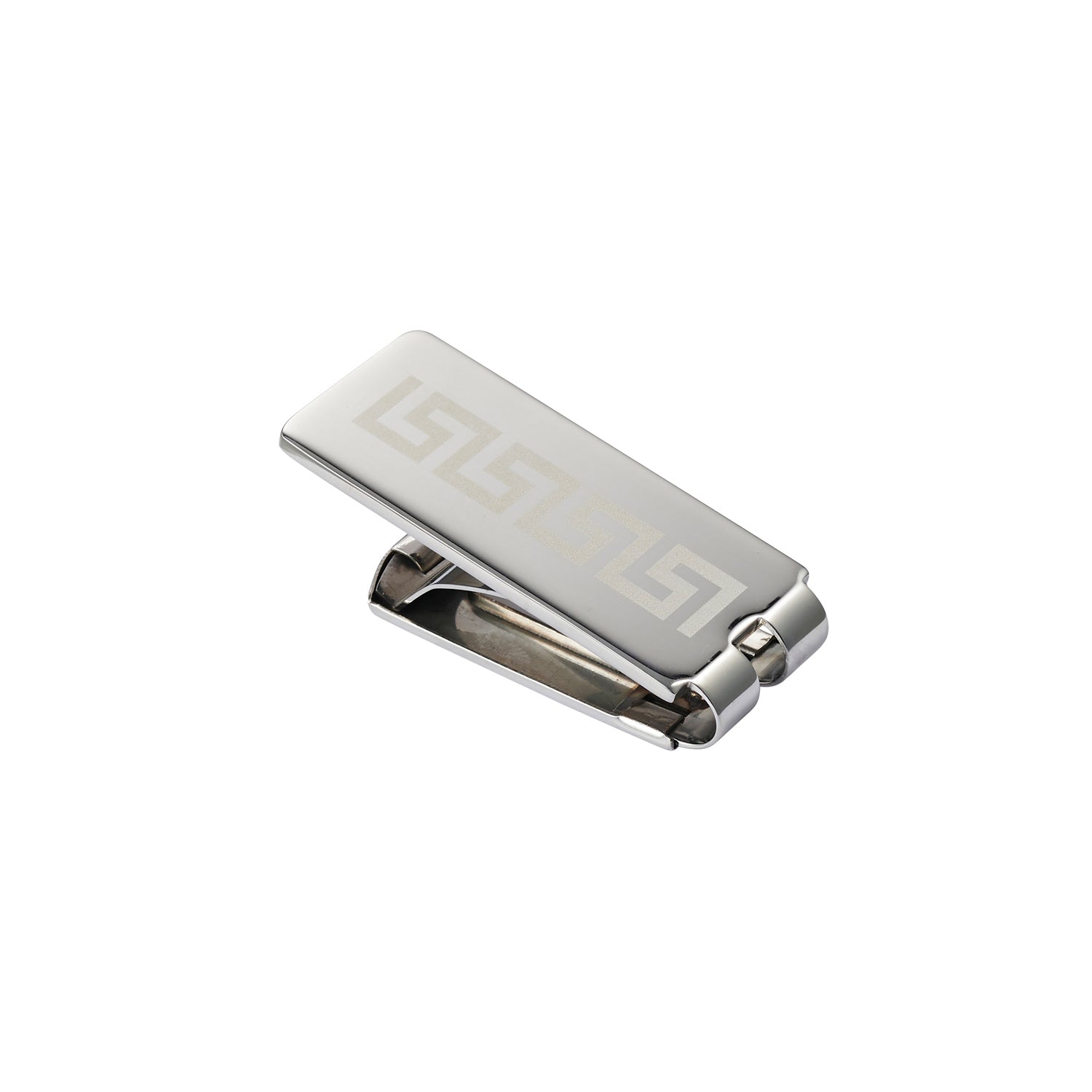 Stainless Steel Greek Key Patterned Money Clip