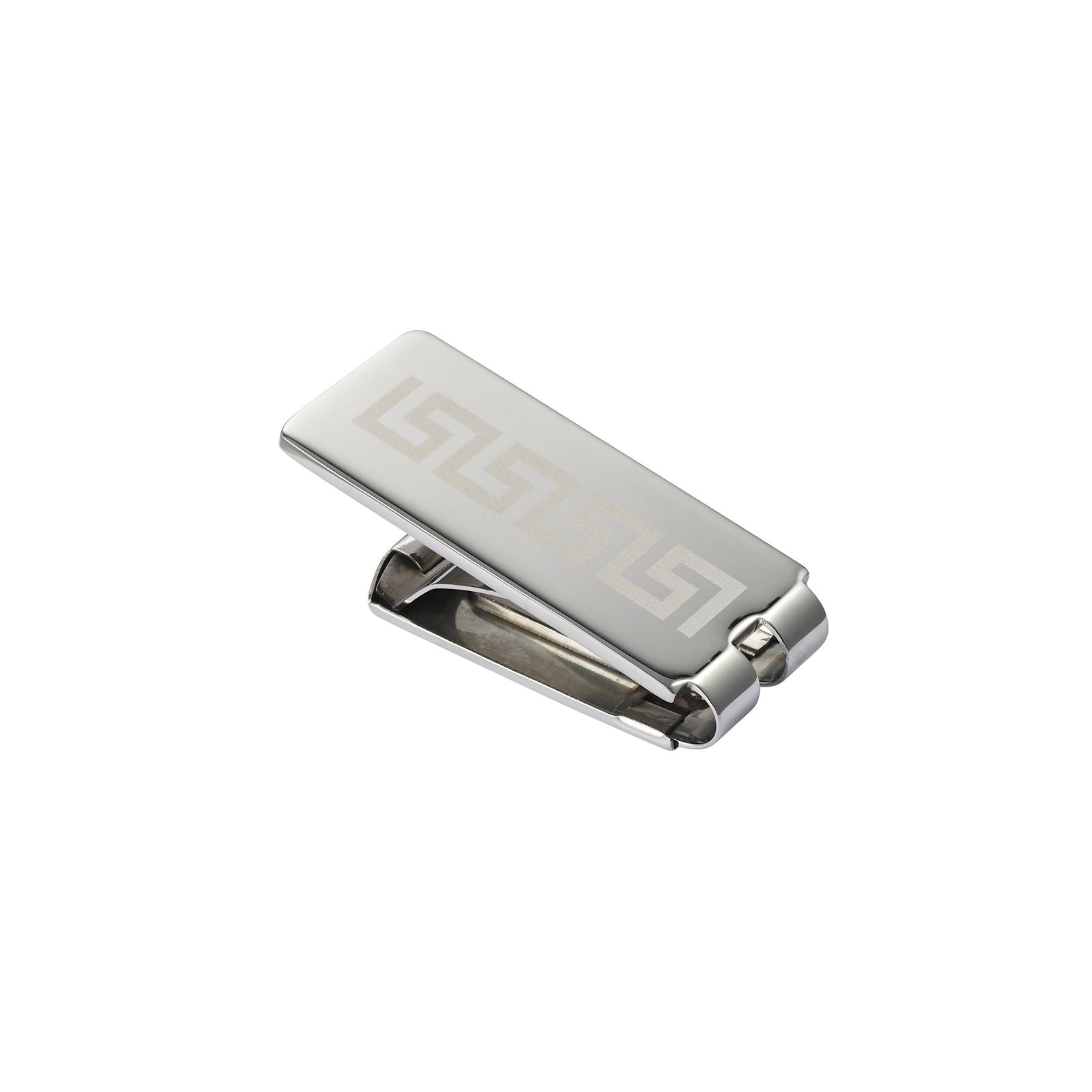 Stainless Steel Greek Key Patterned Money Clip