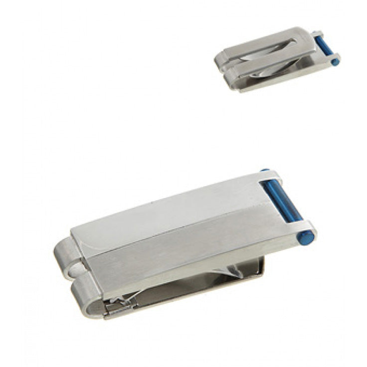 Stainless Steel Blue Resin & Mop Money Clip