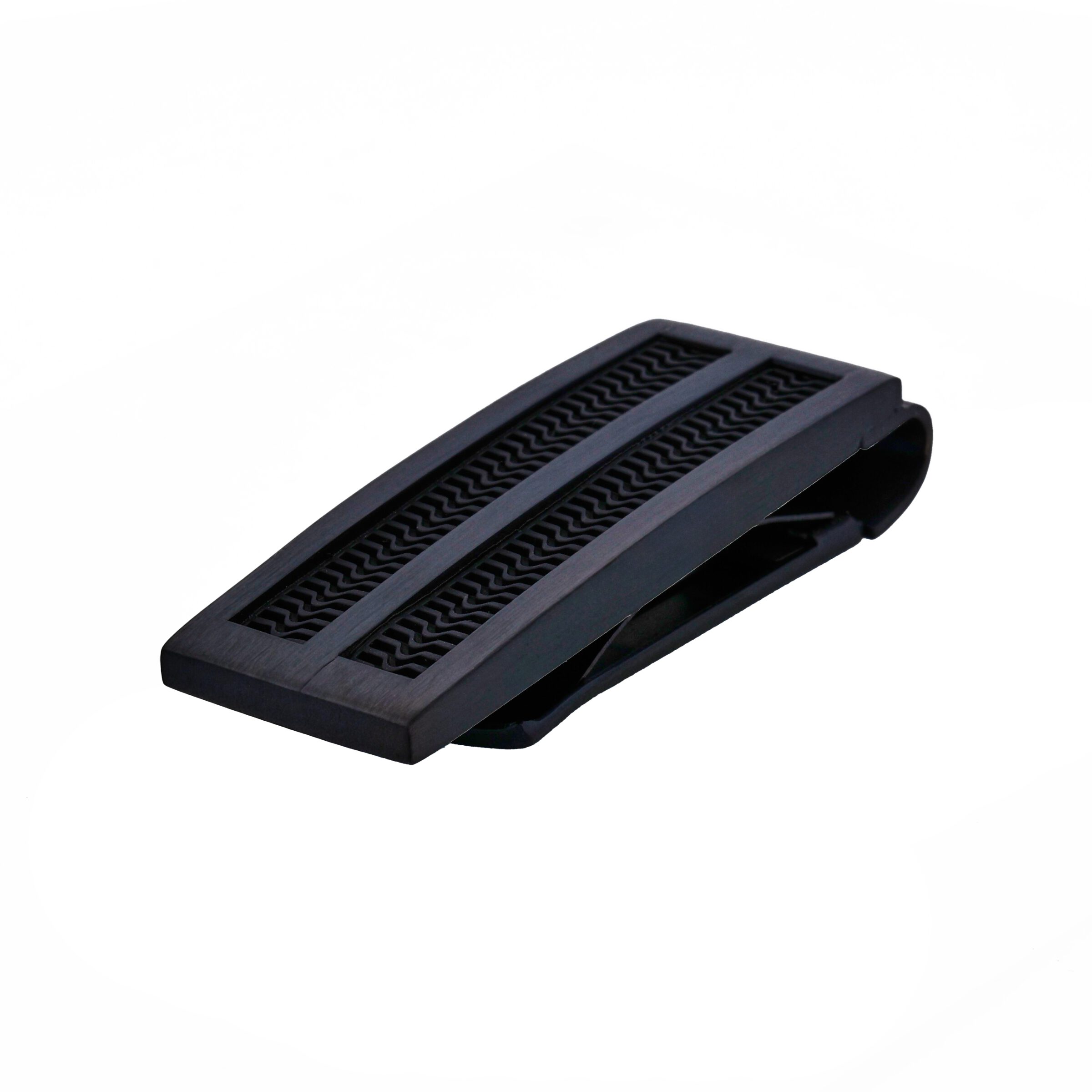 BrushedIon Plated Black Stainless Steel & Black Rubber Inlay Money Clip