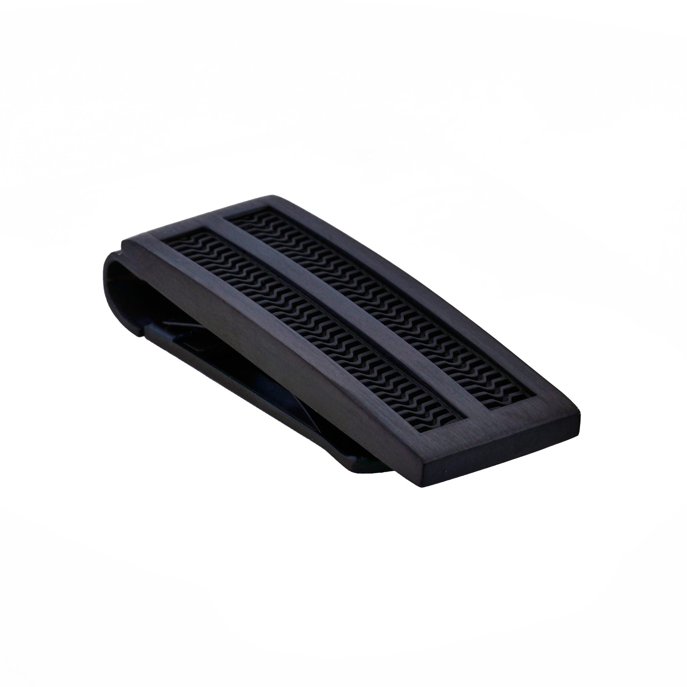 BrushedIon Plated Black Stainless Steel & Black Rubber Inlay Money Clip