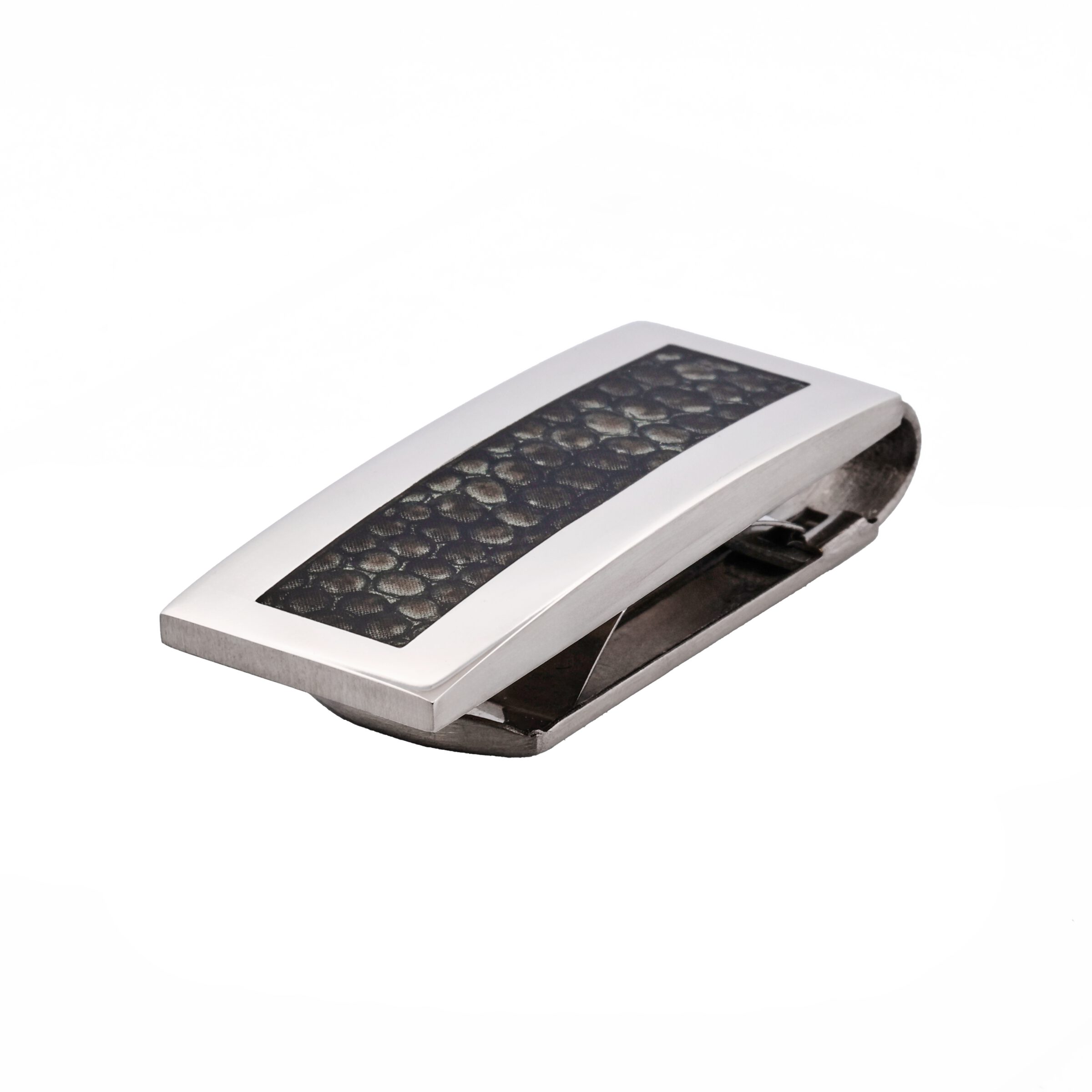 Stainless Steel & Snake Skin Print Money Clip