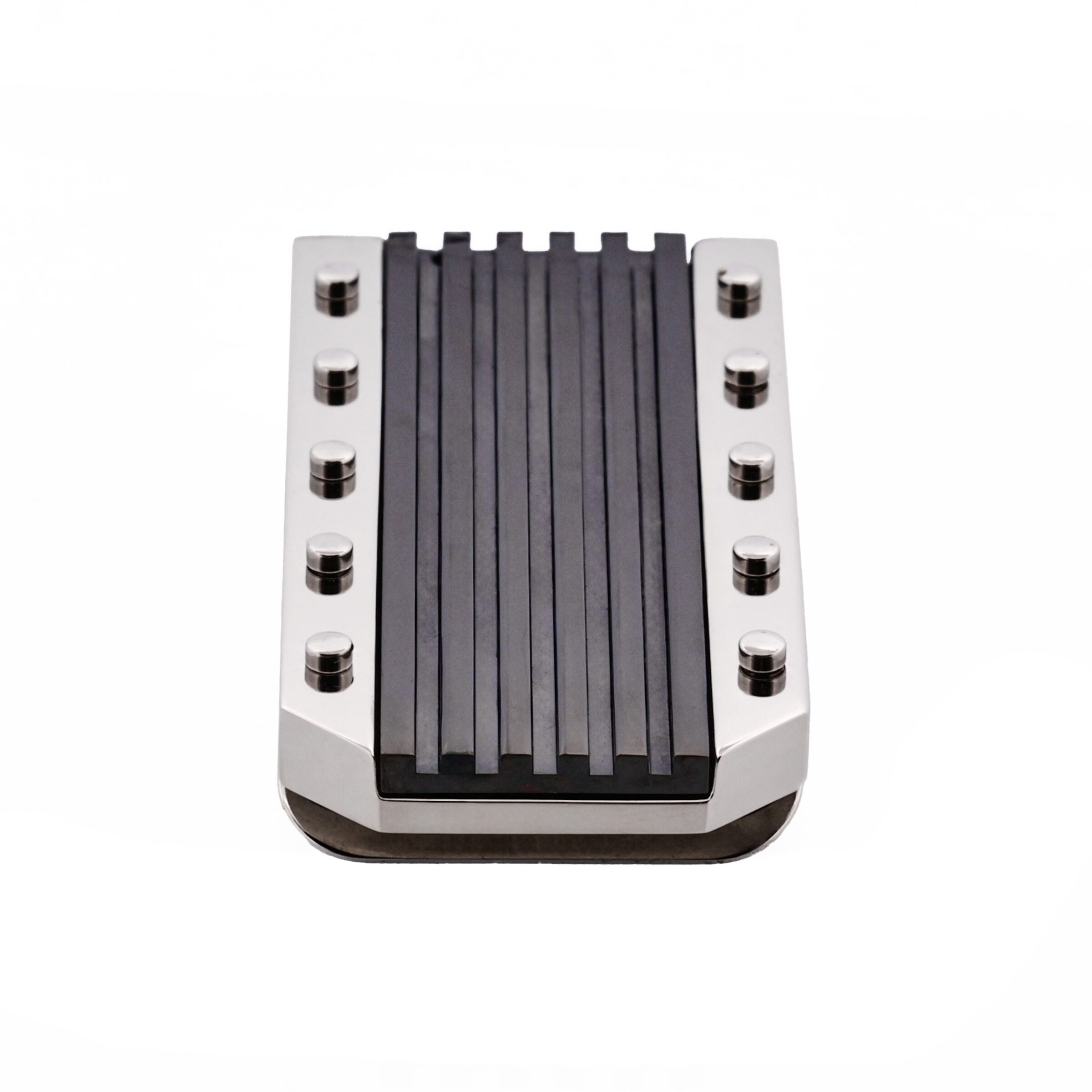 Polished Stainless Steel Money Clip with Ion Plated Black Stripe Pattern