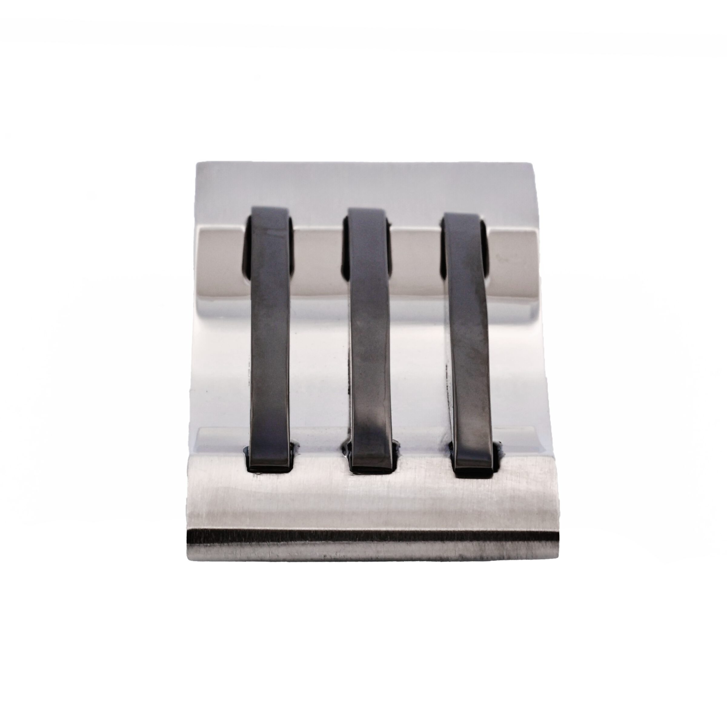 Polished Stainless Steel Ion Plated Black Striped Money Clip