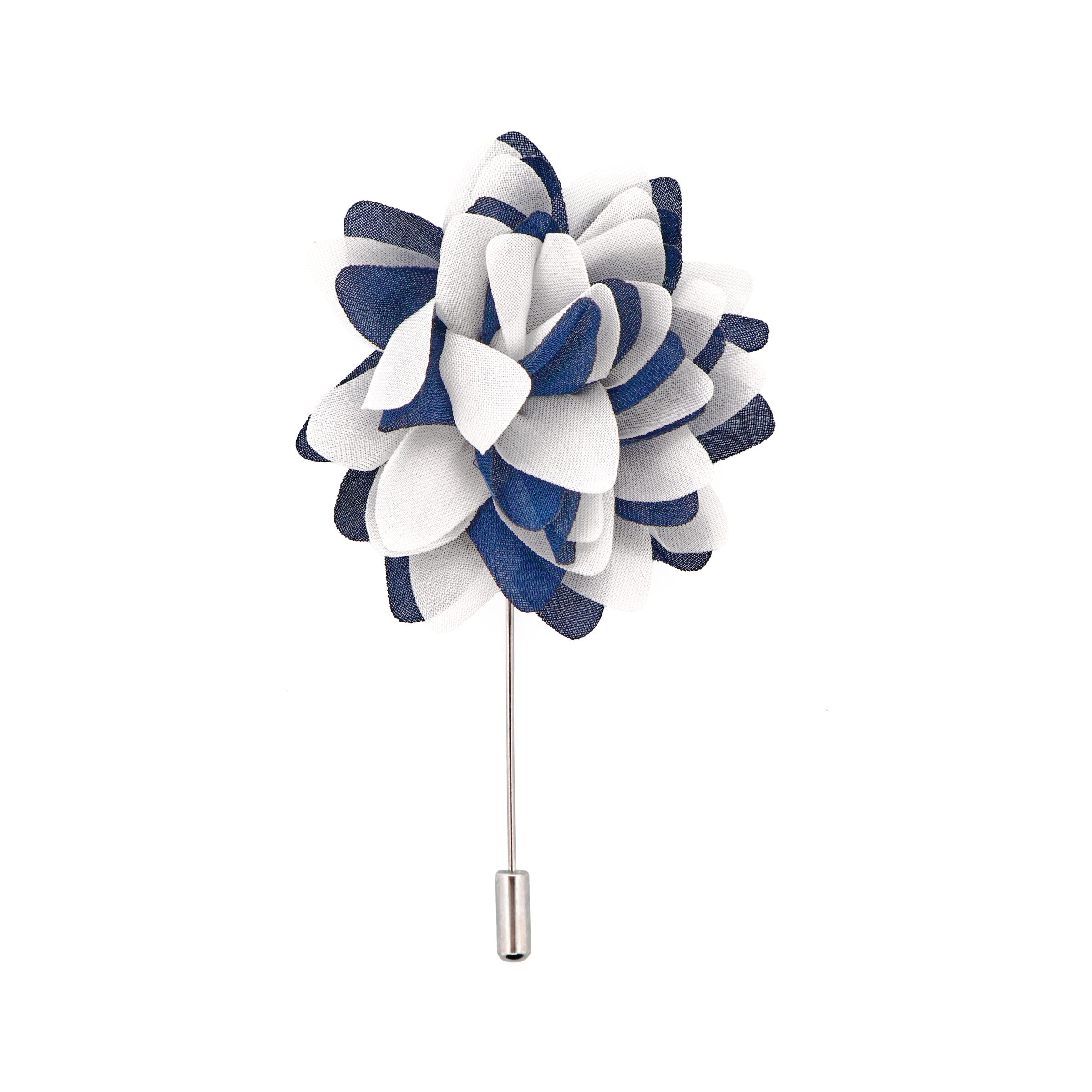 Navy/White Flower Lapel Pin