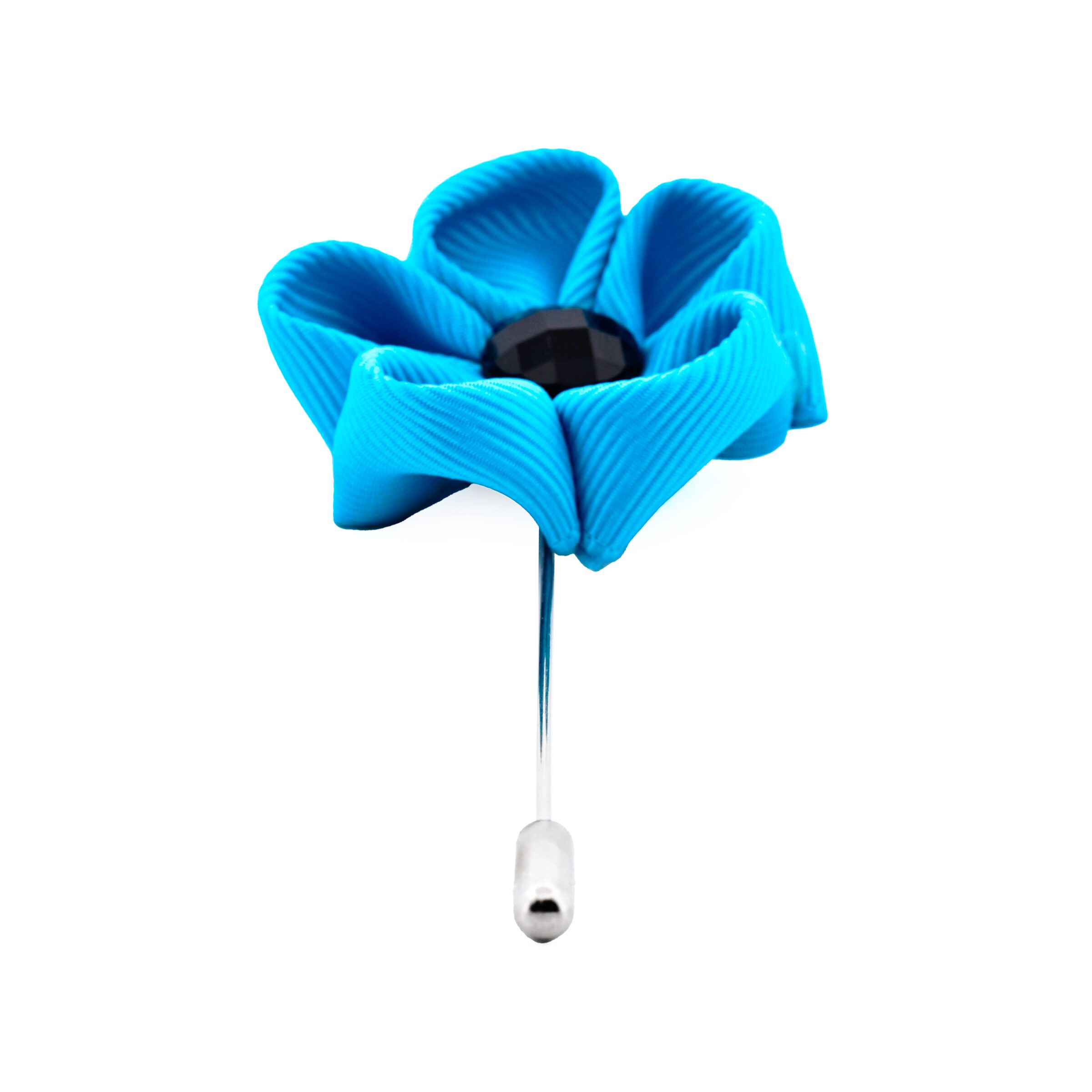 Aqua Flower/Black Stone Lapel Pin