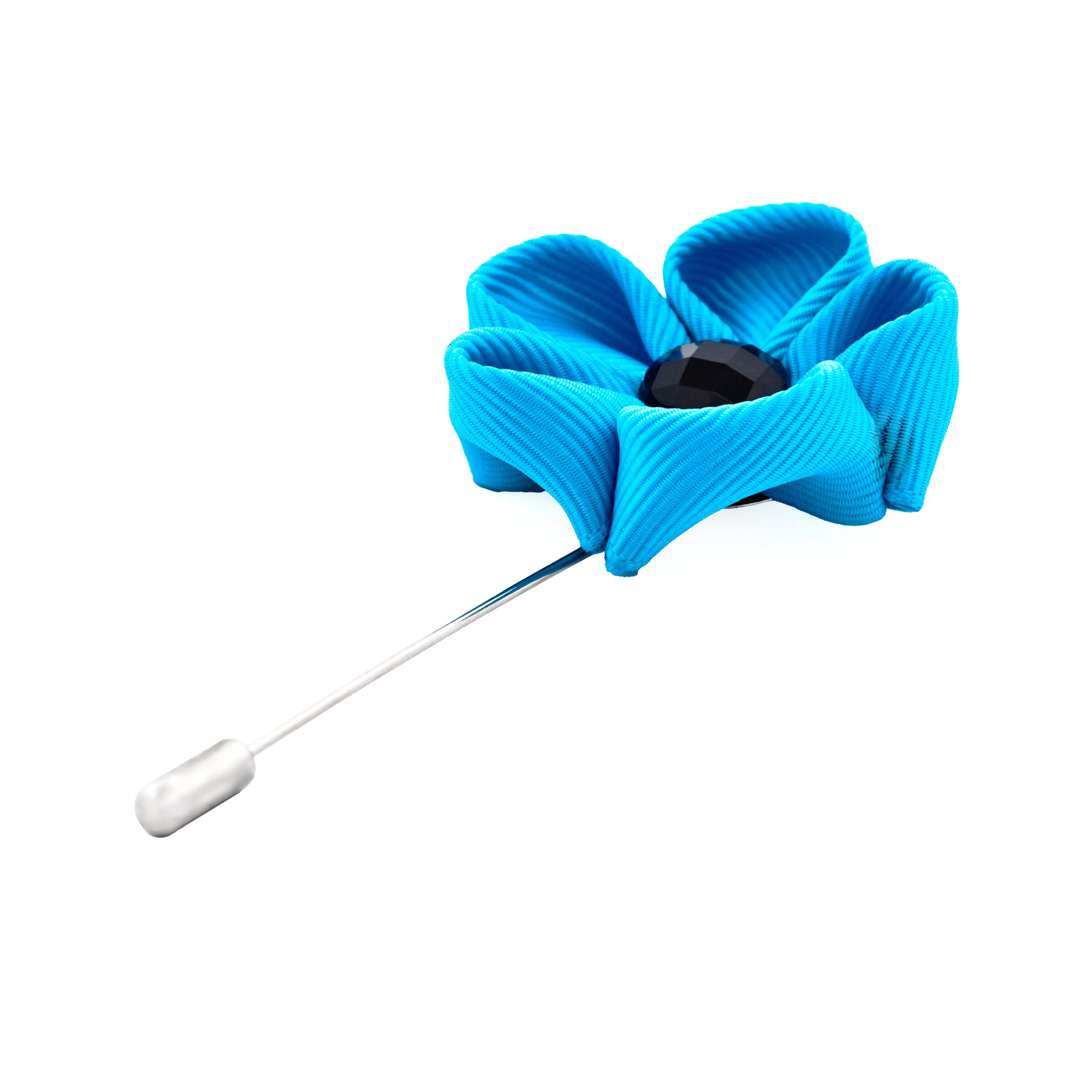 Aqua Flower/Black Stone Lapel Pin