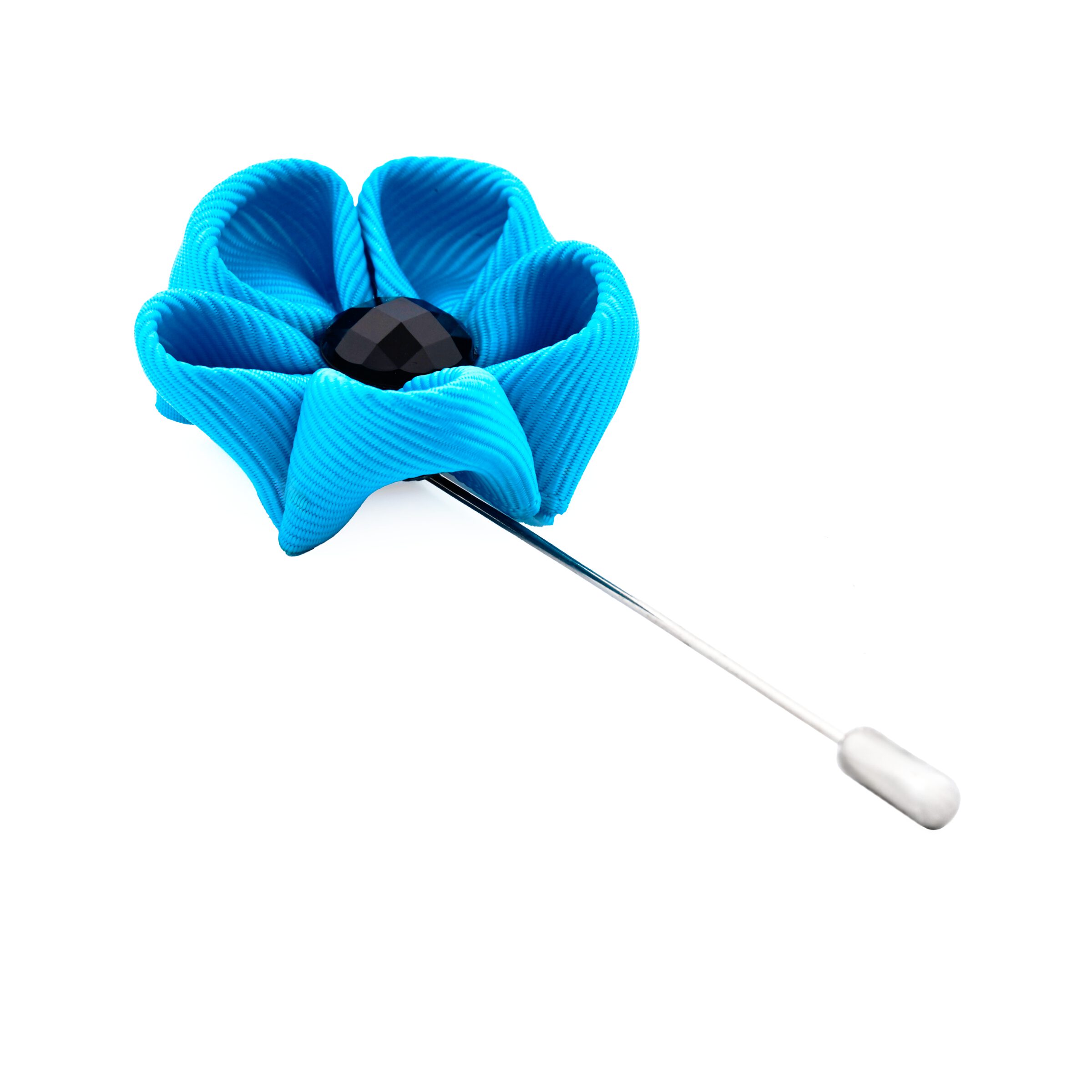 Aqua Flower/Black Stone Lapel Pin
