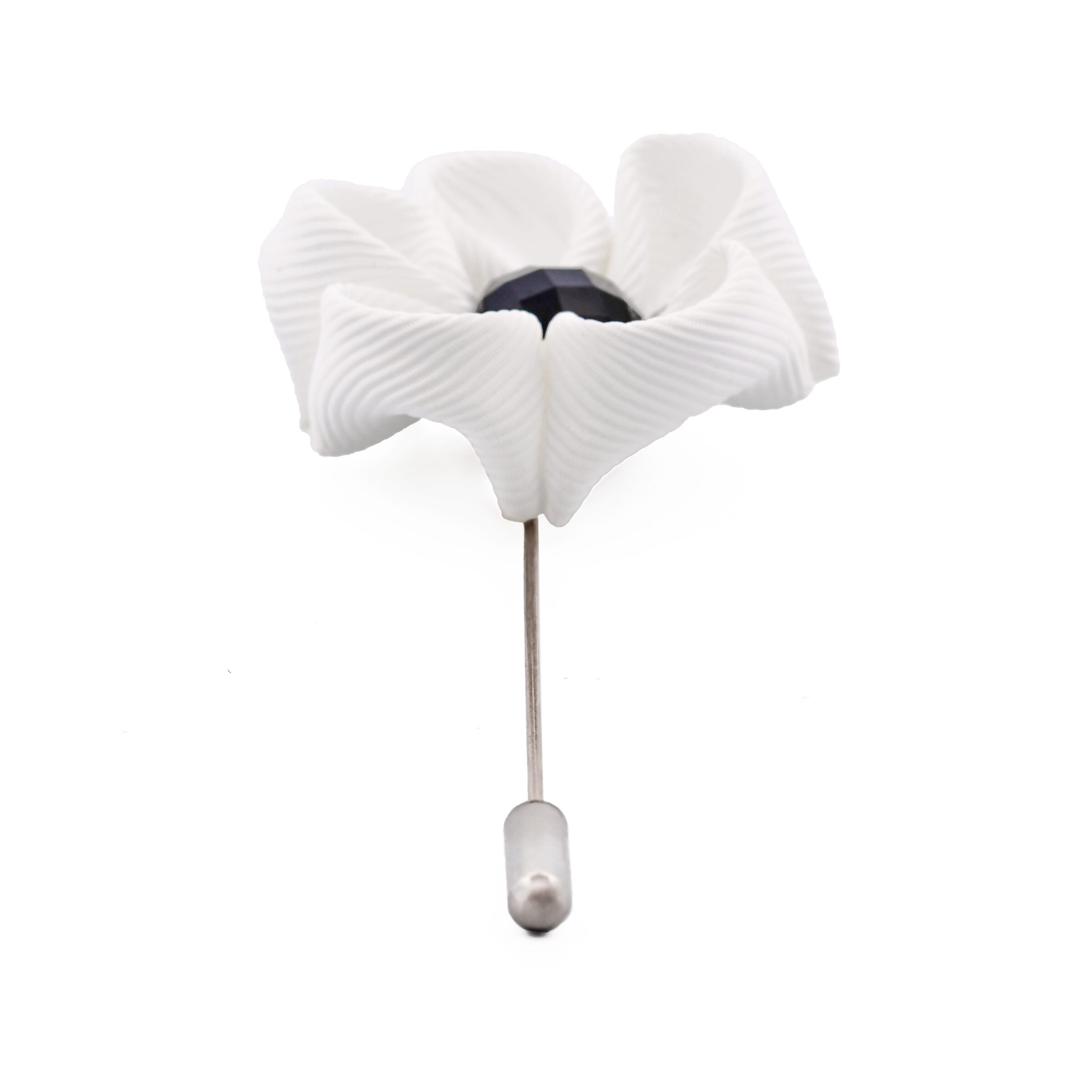 White Flower/Black Stone Lapel Pin