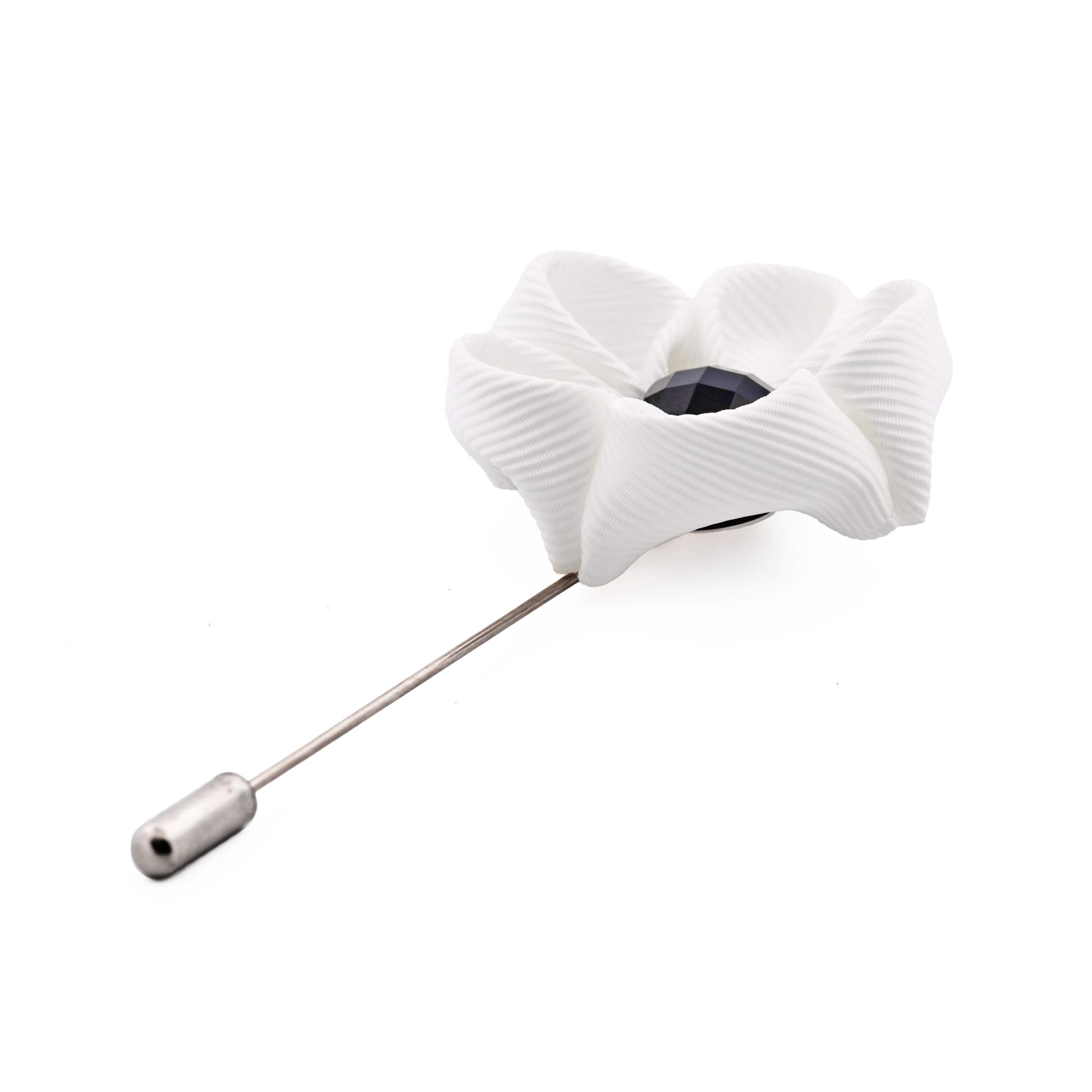 White Flower/Black Stone Lapel Pin